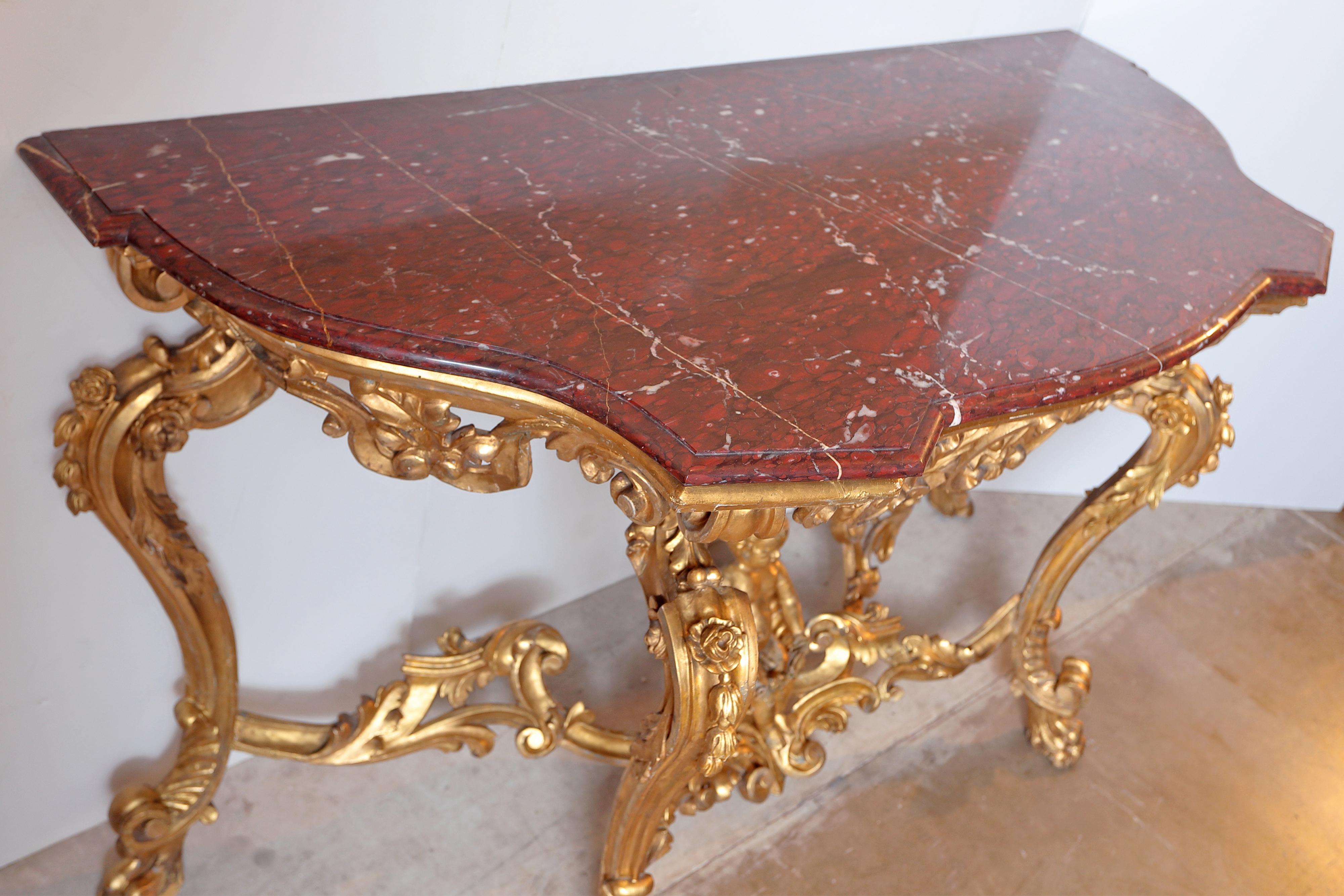 18th French Gilt Carved Louis XV Console 1