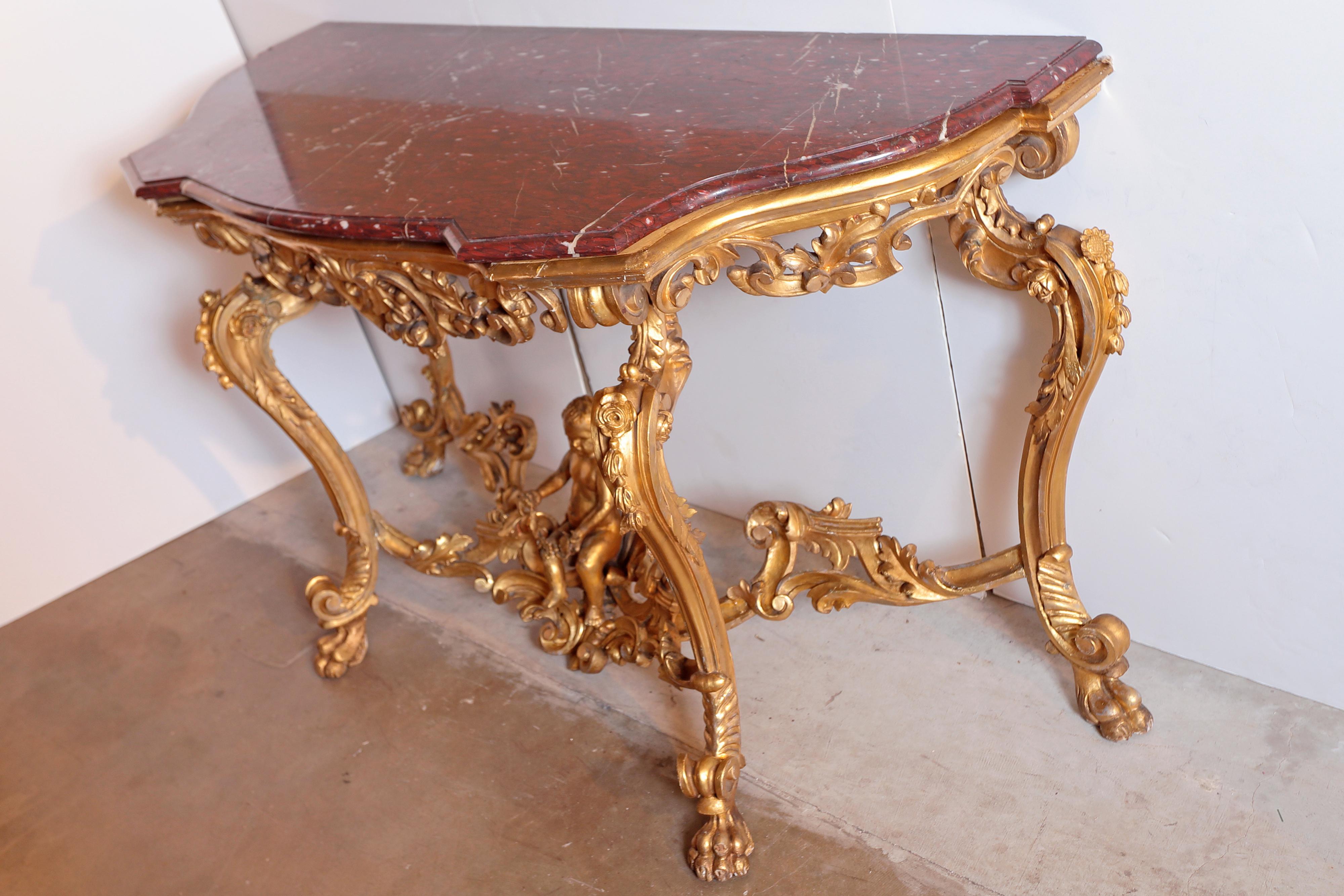 18th French Gilt Carved Louis XV Console 2