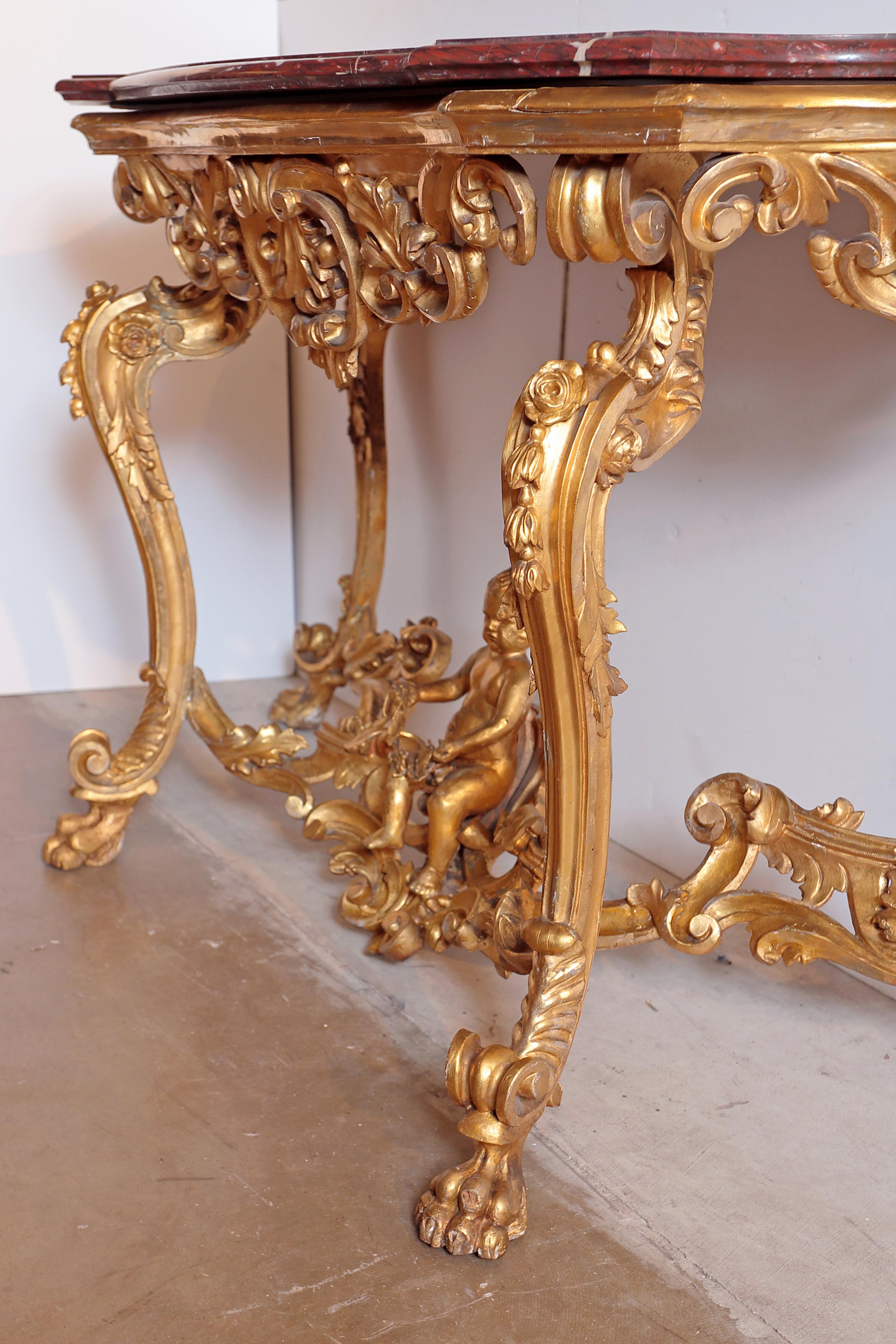 18th French Gilt Carved Louis XV Console 3