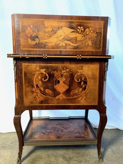 18th French Satinwood and Marquetry Inlaid Desk