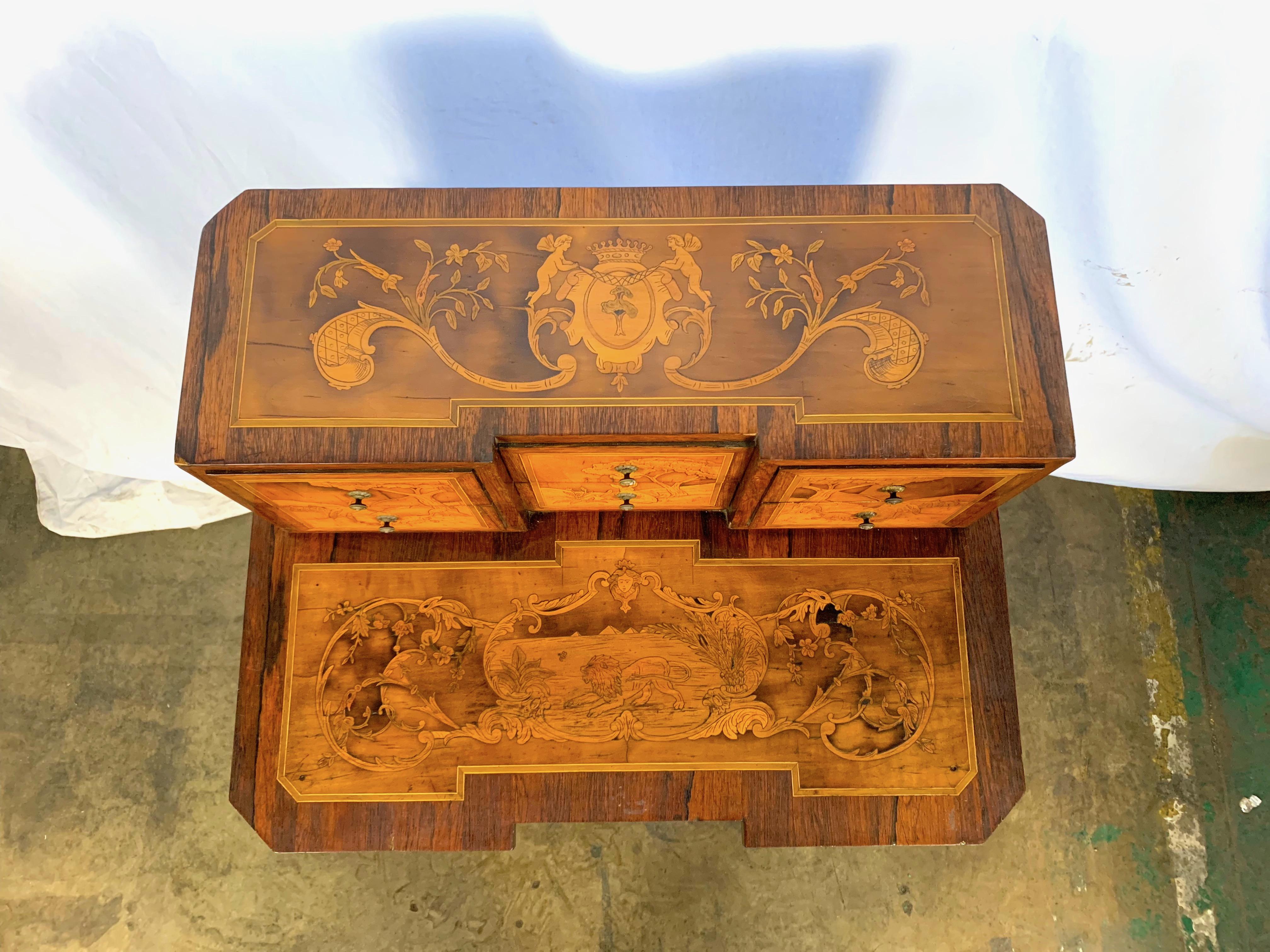 18th Century 18th French Satinwood and Marquetry Inlaid Desk For Sale