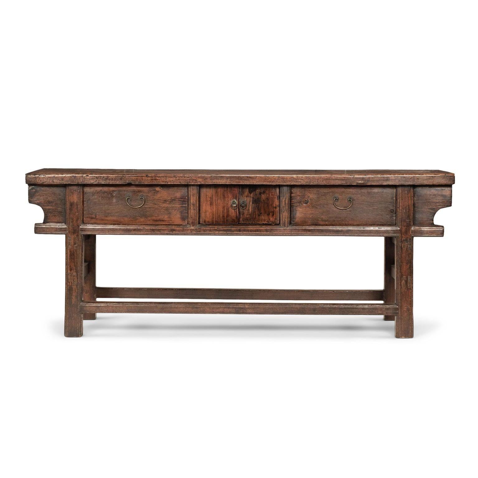 18th French Walnut Console Table in Chinese Style For Sale 1