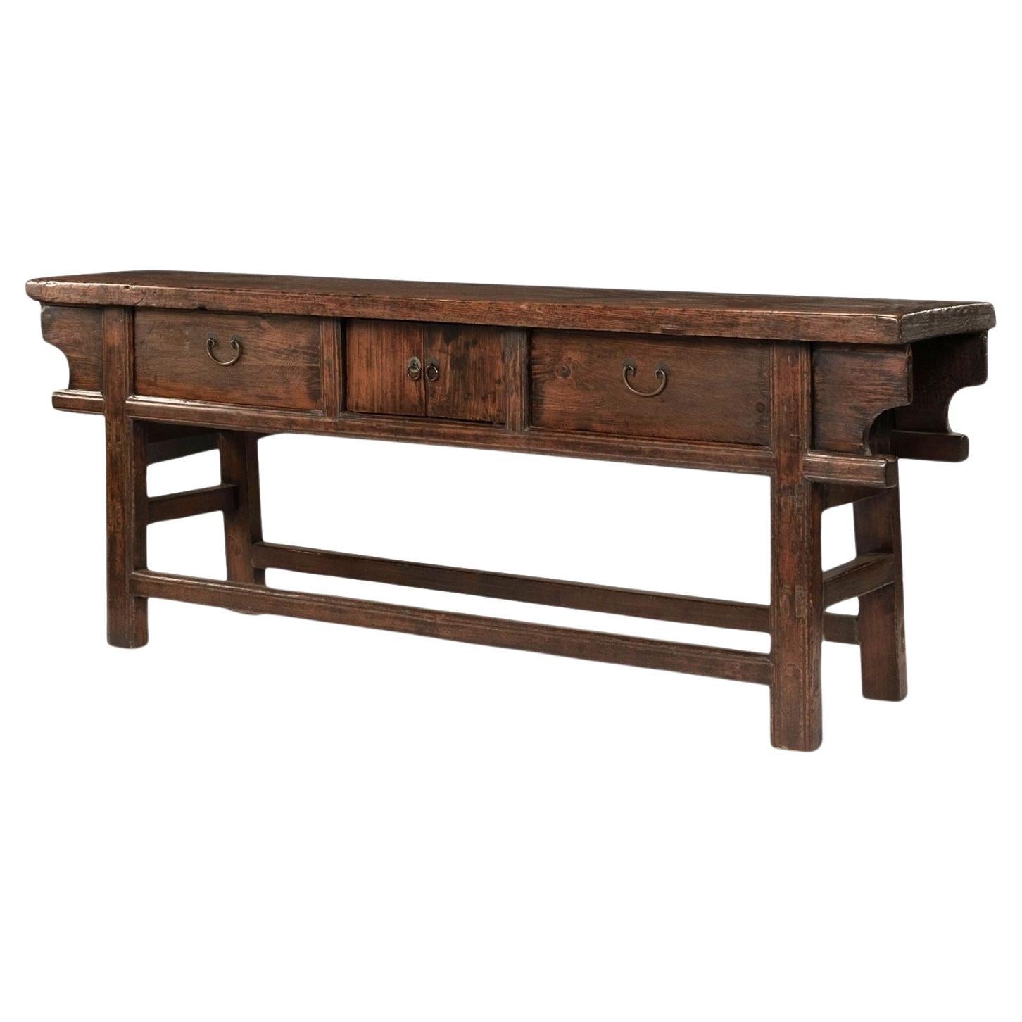 18th French Walnut Console Table in Chinese Style For Sale