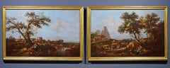 18th, Giuseppe Zais Attributed Italian Oil on Canvas Archaic Landscapes