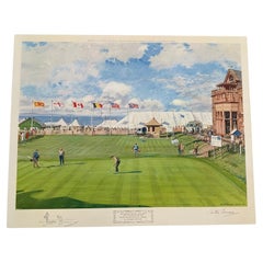 "18th Green Royal & Ancient" Golf Print with Original Sketch by Arthur Weaver
