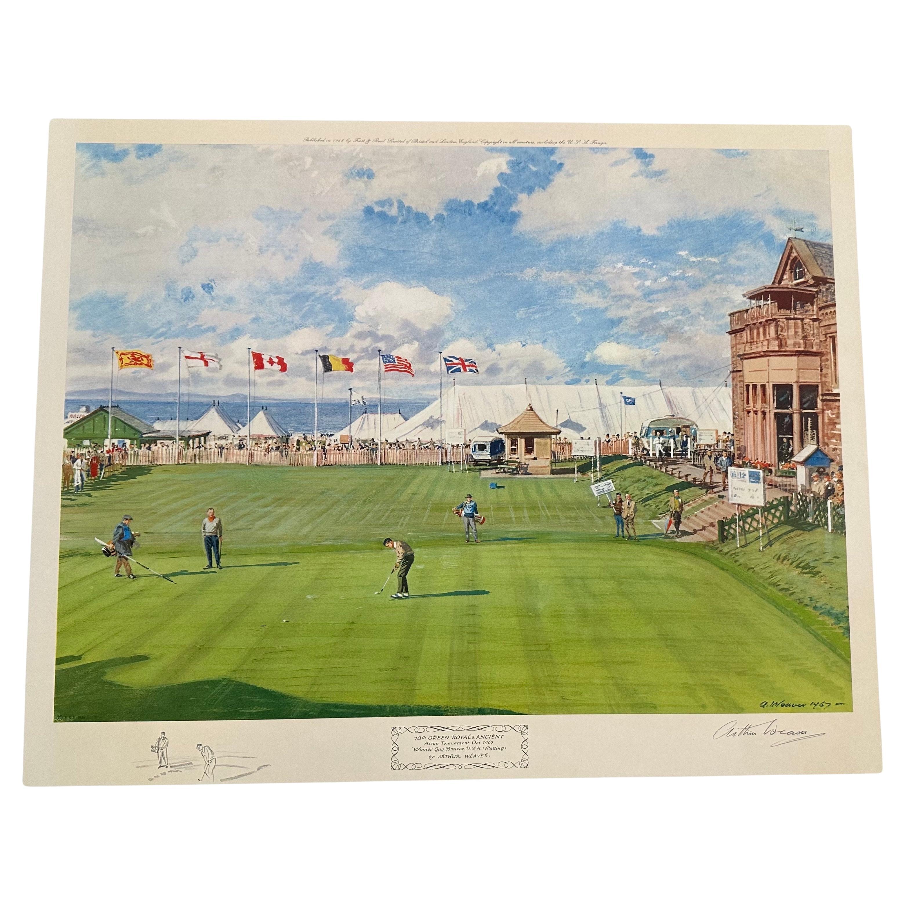 Stampa sul golf "18° Greene & Greene" con schizzo originale di Arthur Weaver