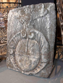 18th Hand Carved Heraldic Shield of a Noble Family with Shield and Helmet