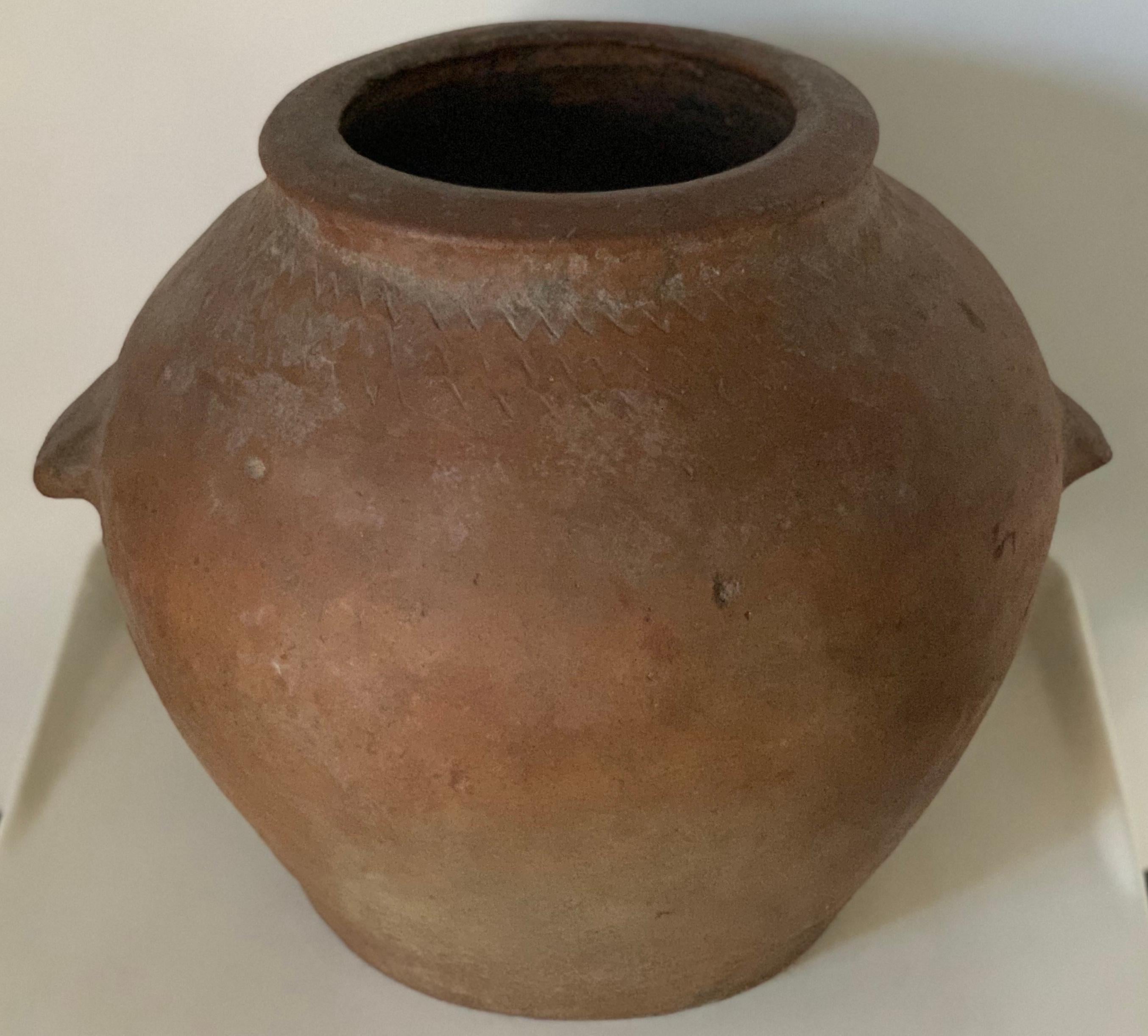 18th Century Handmade Terracotta Olive Jar, Vase with Two Handles, Spain 4