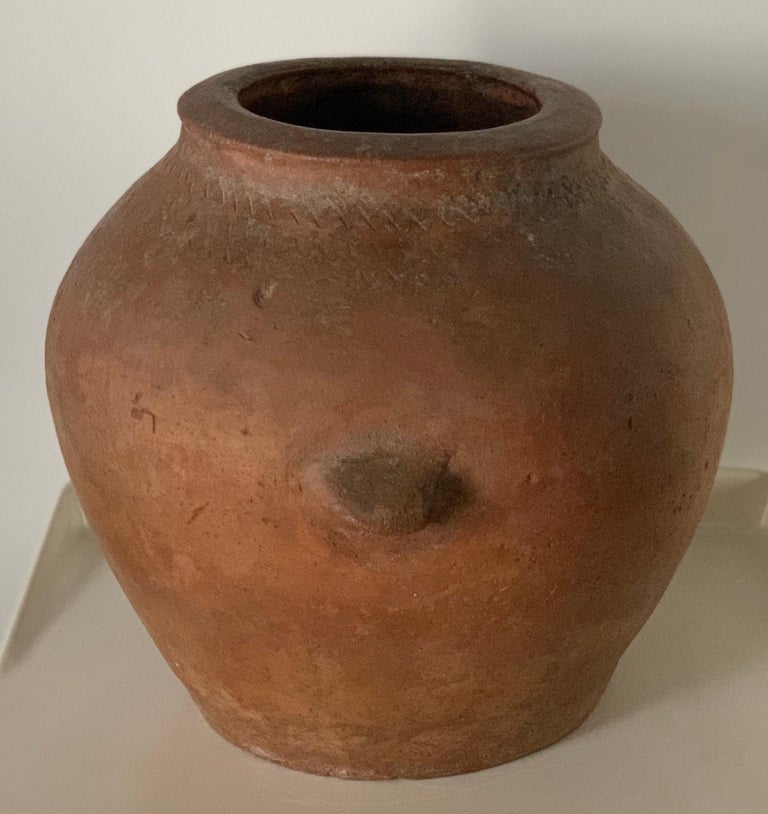 18th Century Handmade Terracotta Olive Jar, Vase with Two Handles