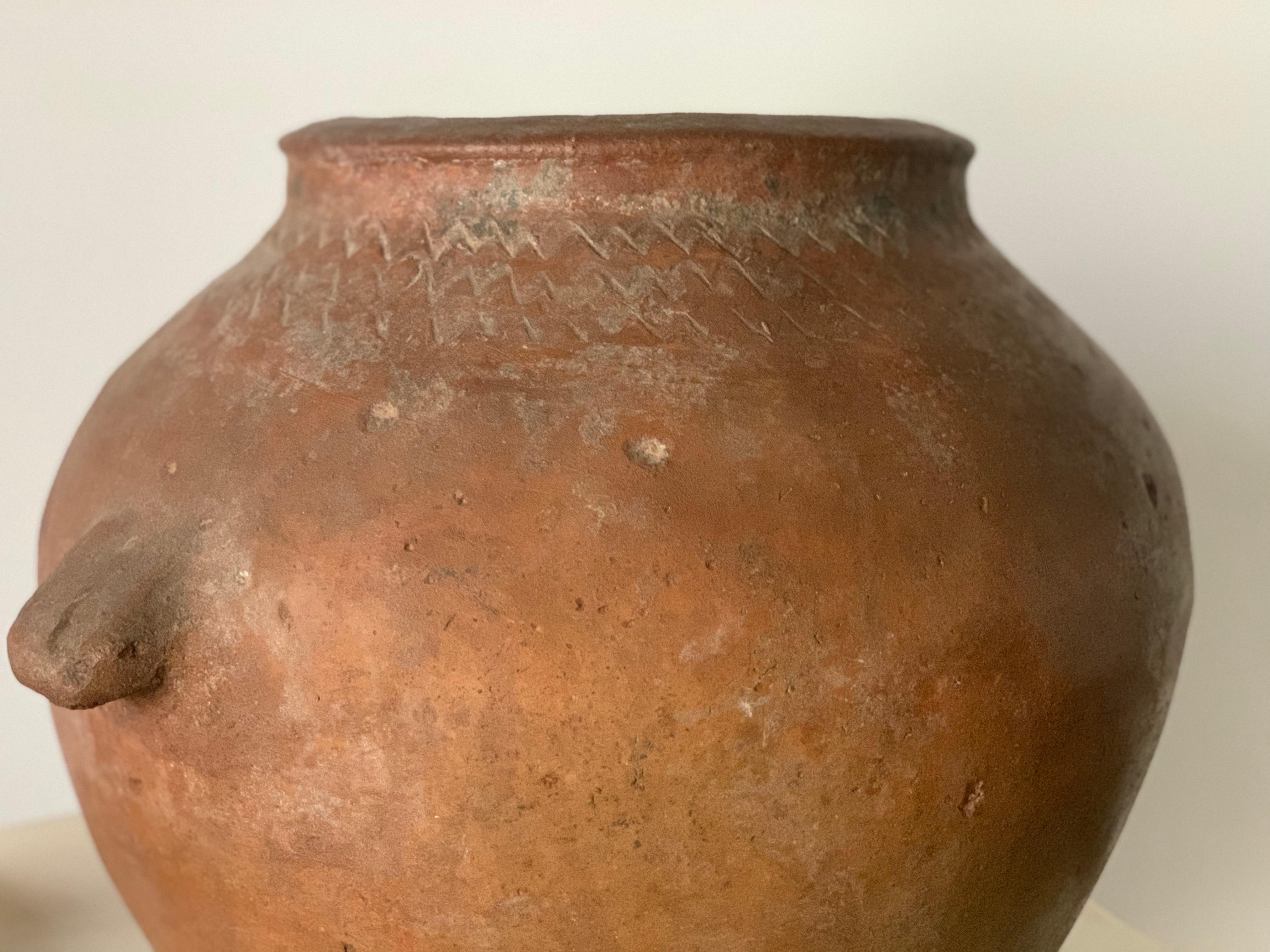 18th Century and Earlier 18th Century Handmade Terracotta Olive Jar, Vase with Two Handles, Spain