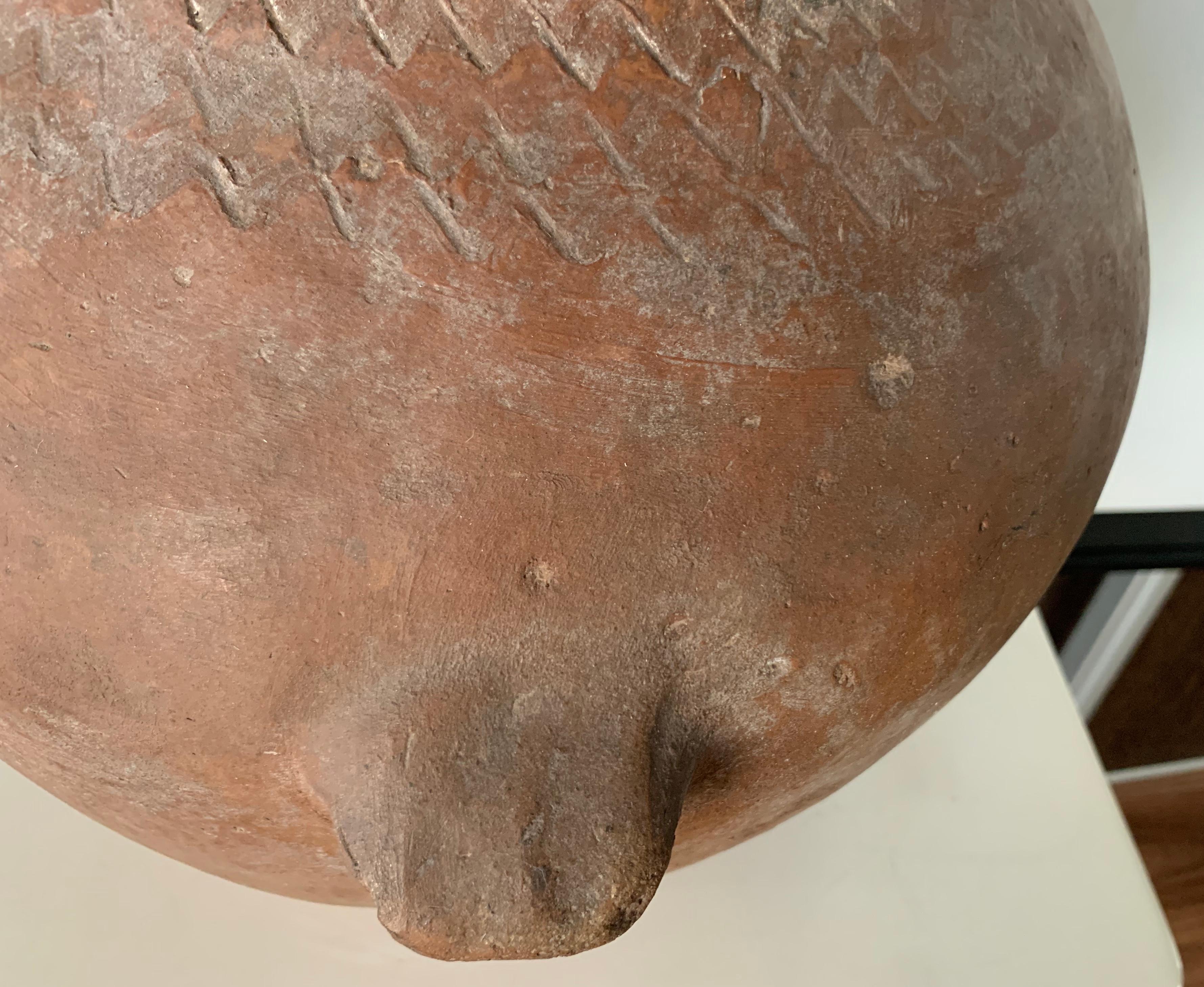 18th Century Handmade Terracotta Olive Jar, Vase with Two Handles, Spain 1
