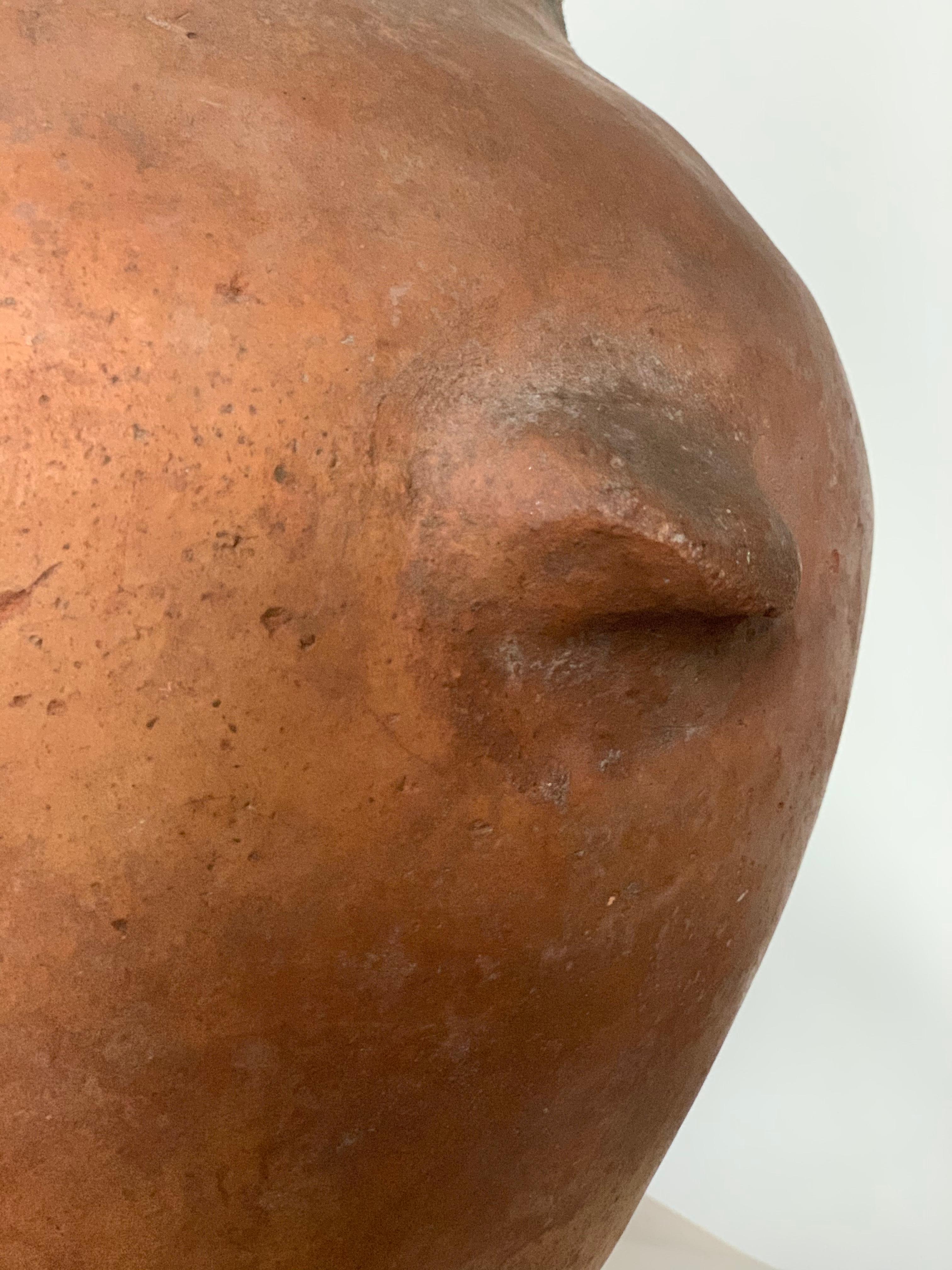 18th Century Handmade Terracotta Olive Jar, Vase with Two Handles, Spain 2