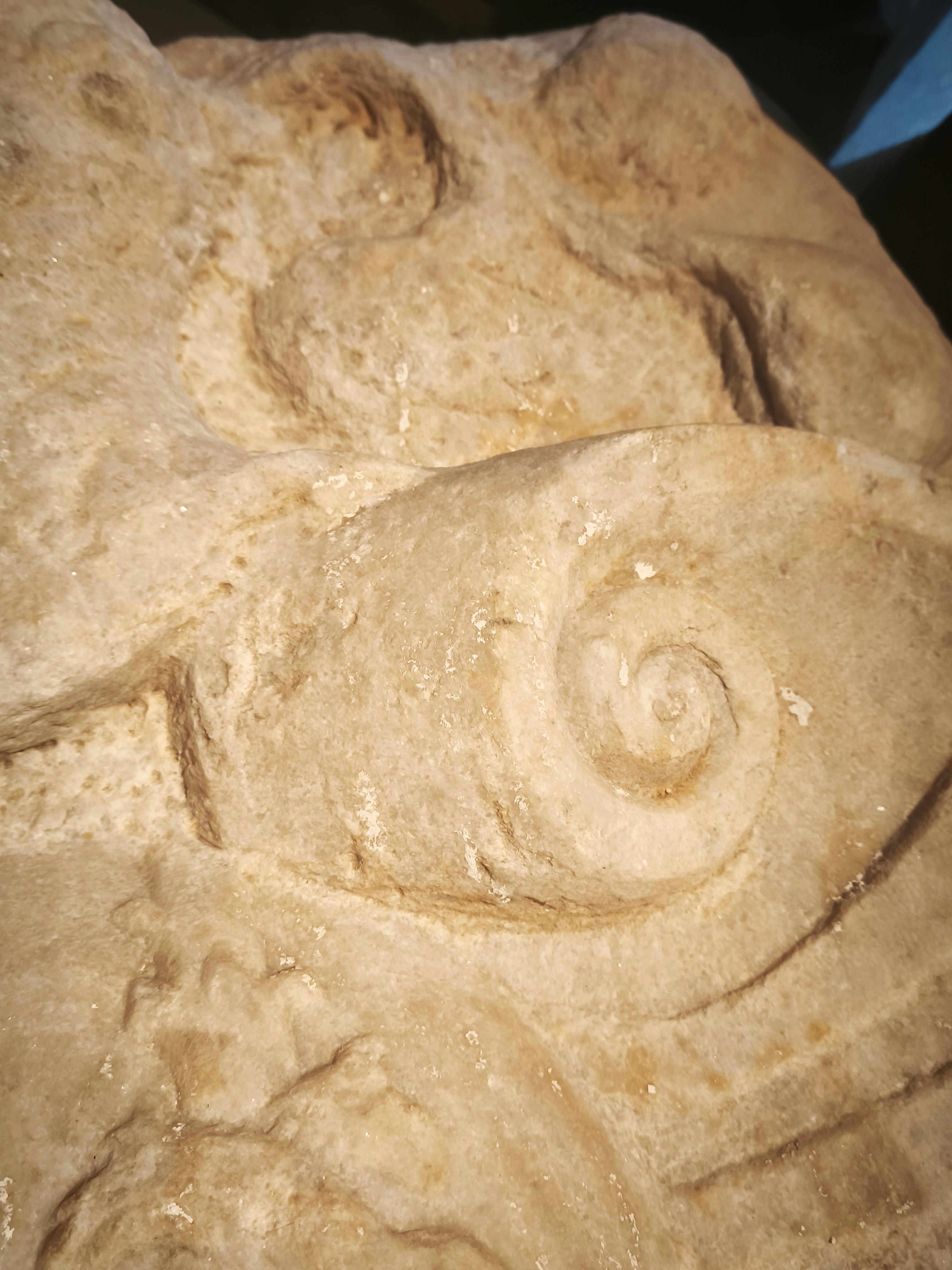 Hand-Carved 18th Heraldic Shield in Carved Limestone For Sale