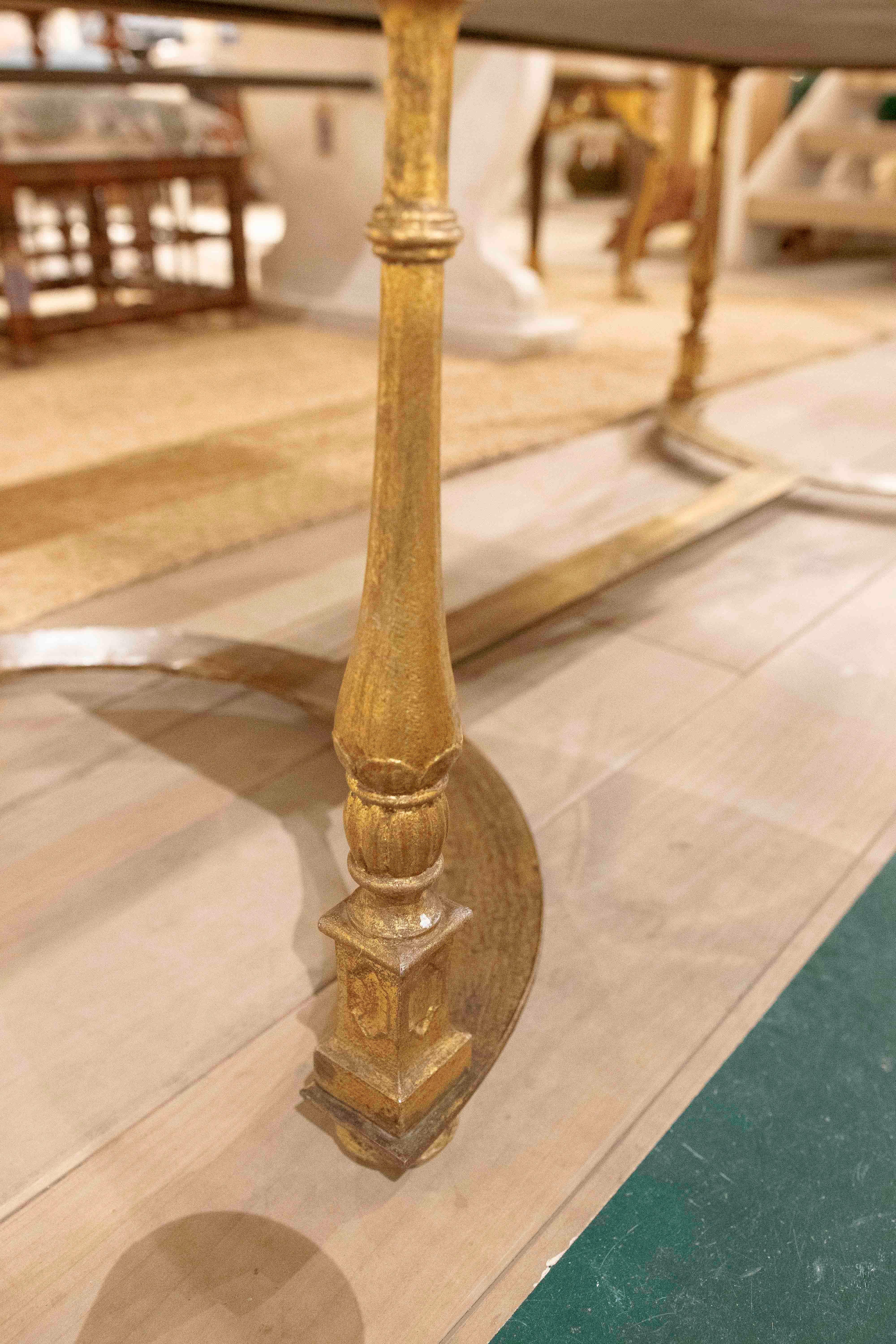 Hand-Painted 18th Italian Coffee Table with Nlack Stucco Top in Trompe-l'œil Style with Foot For Sale