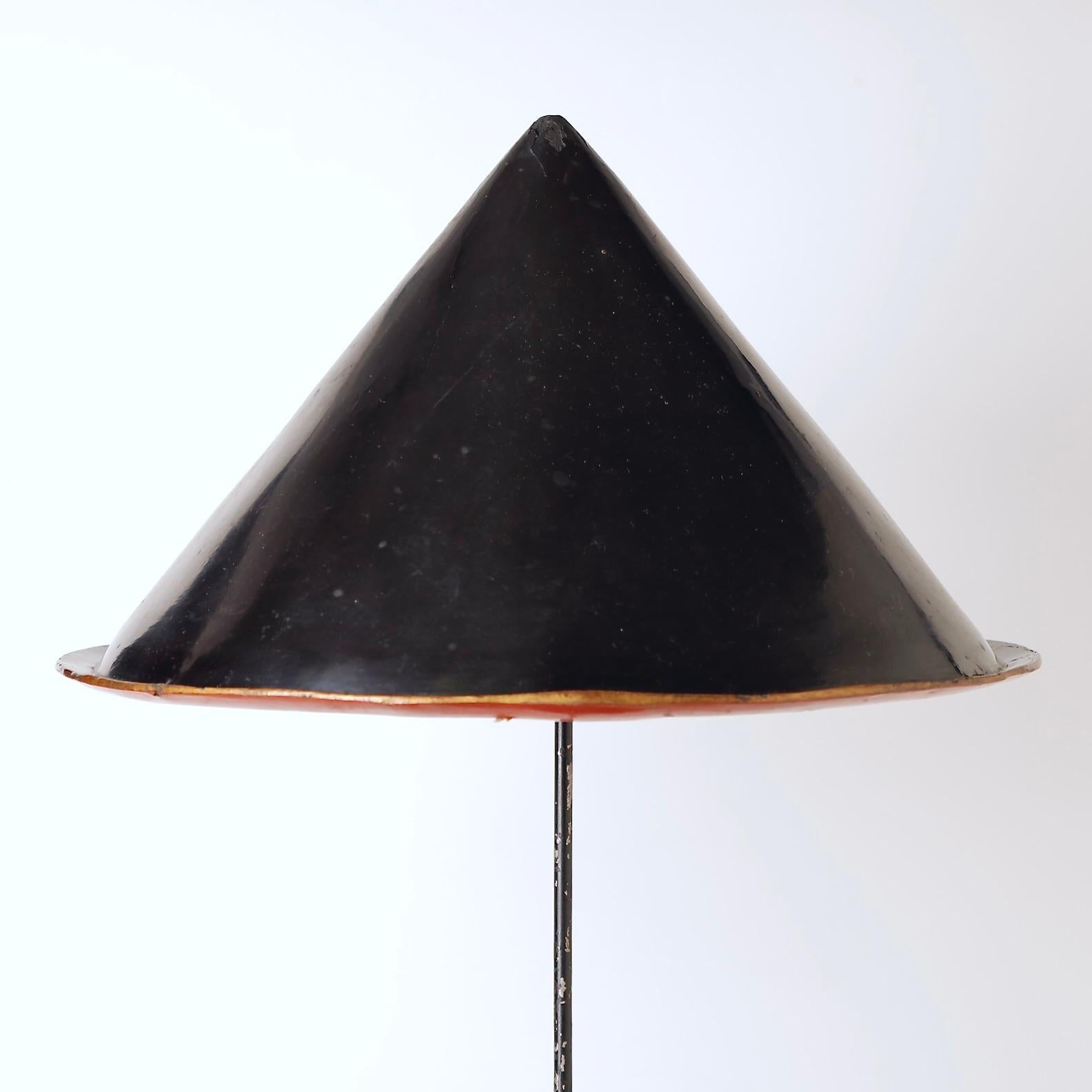 18th Century and Earlier 18th Lacquered Samurai Jingasa Hat with Misima Clan Crest For Sale