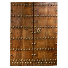 18th Large Antique Spanish Door with Bronze Ironwork nails