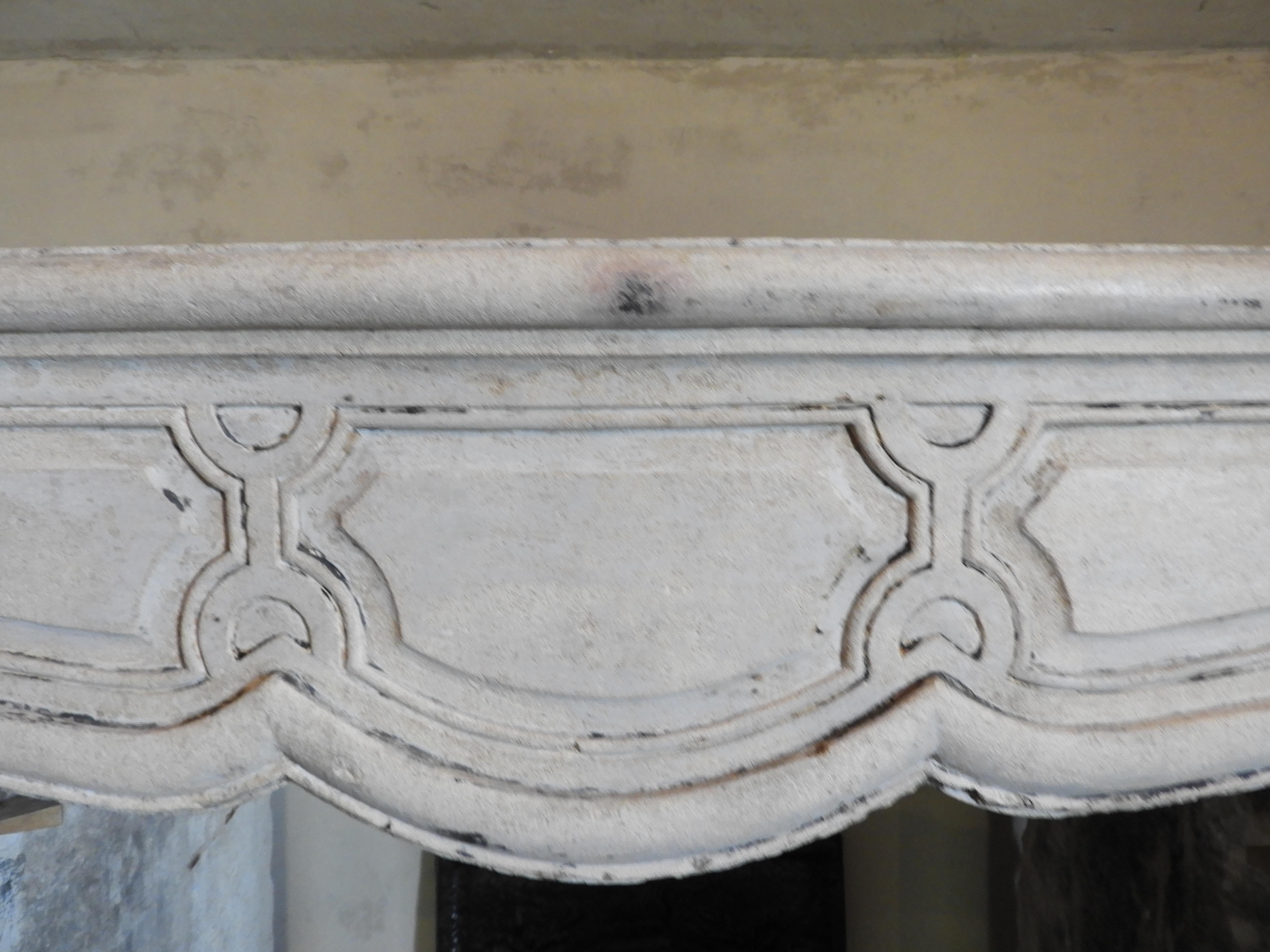 Hand-Carved 18th Louis XIV Fireplace in French Limestone