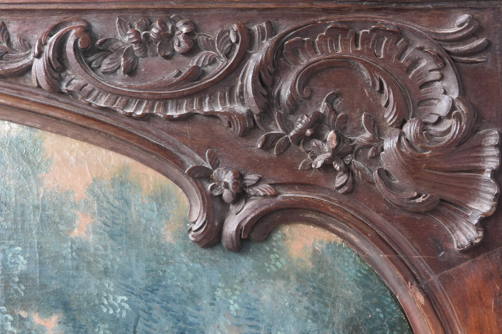 18th Century Mahogany Doors Louis XV Period Decorated with Hunting Painting For Sale 6