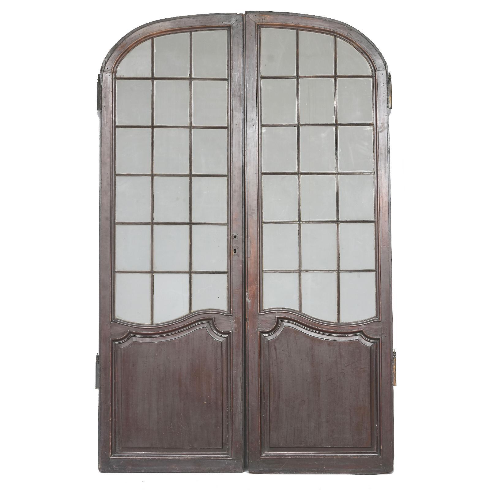 French 18th Century Mahogany Doors Louis XV Period Decorated with Hunting Painting For Sale