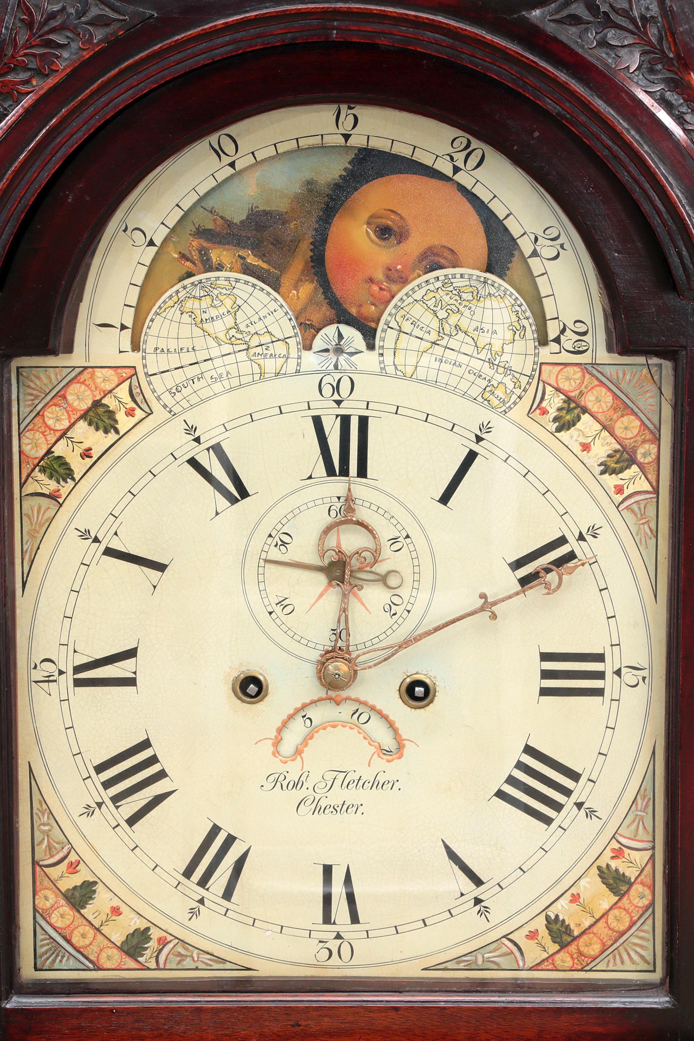 18th Century 18th Mahogany Longcase Clock Robert Fletcher Chester 1784-1820 For Sale
