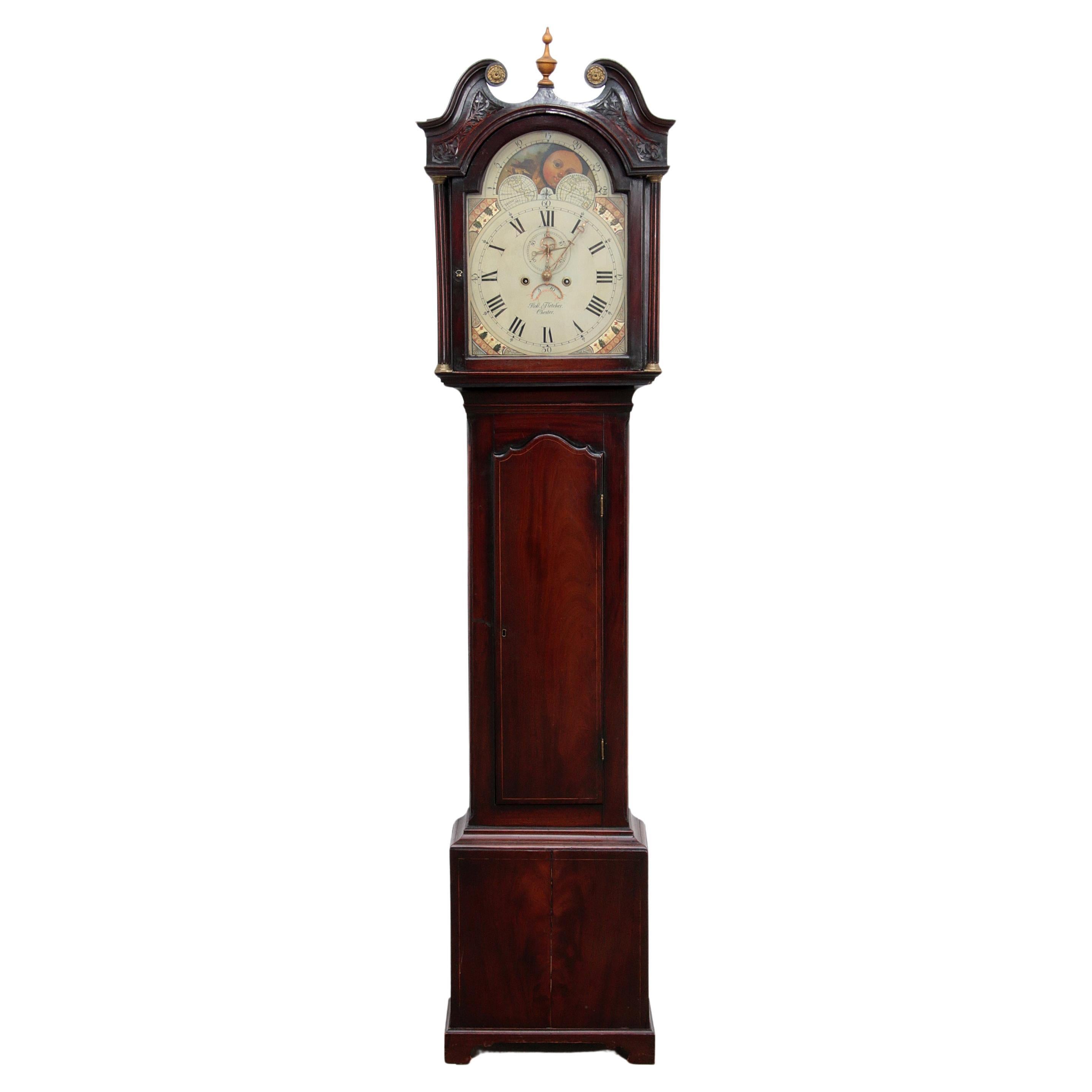 18th Mahogany Longcase Clock Robert Fletcher Chester 1784-1820