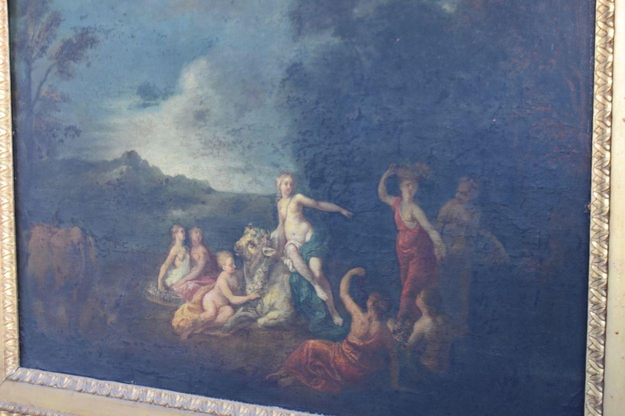 18th naiads and cow decorated oil on canvas Coypel School, 18th century oil painting on canvas size: 63 cm x 43 cm, frame size: 82 cm by 62 cm.