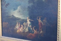 18th Naiads and Cow Decorated Oil on Canvas School of Coypel