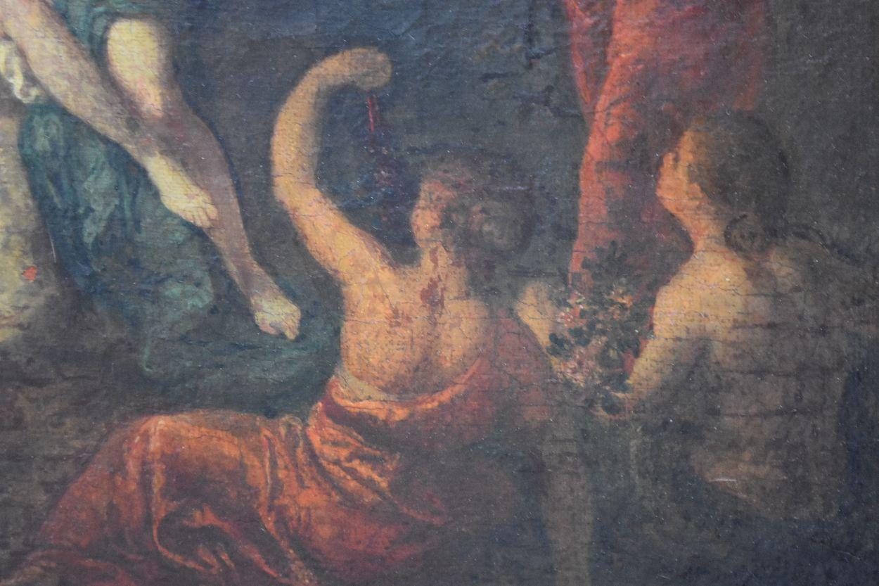 18th Century and Earlier 18th Naiads and Cow Decorated Oil on Canvas School of Coypel For Sale