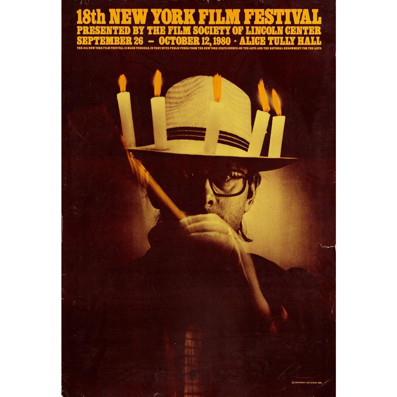 Original 1980 U.S. half subway poster by Les Levine for the 1963 festival New York Film Festival. Signed by Les Levine. Very Good condition, rolled w/ tears. Please note: the size is stated in inches and the actual size can vary by an inch or