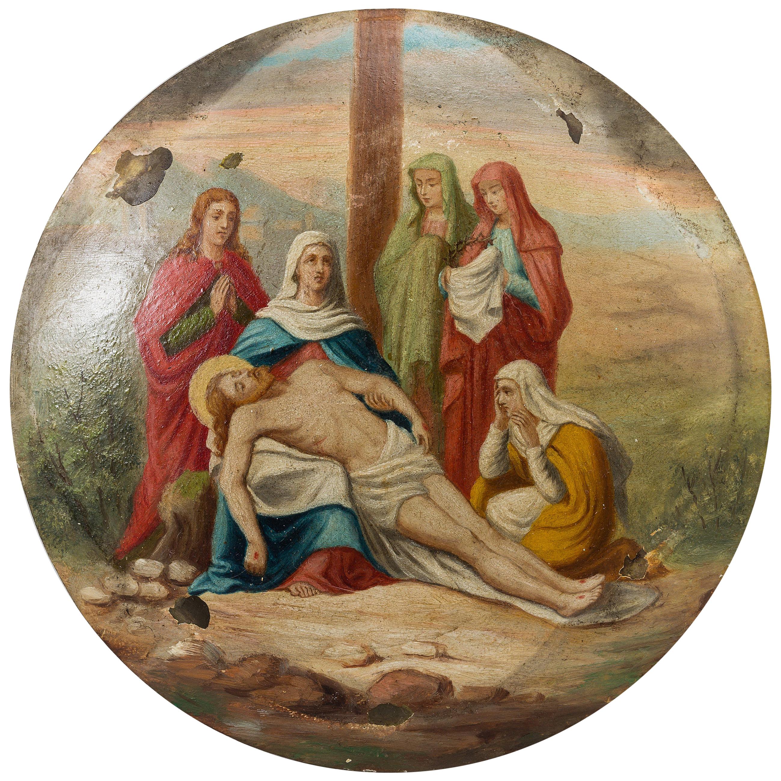 18th Century Oil in Copper Religious Painting