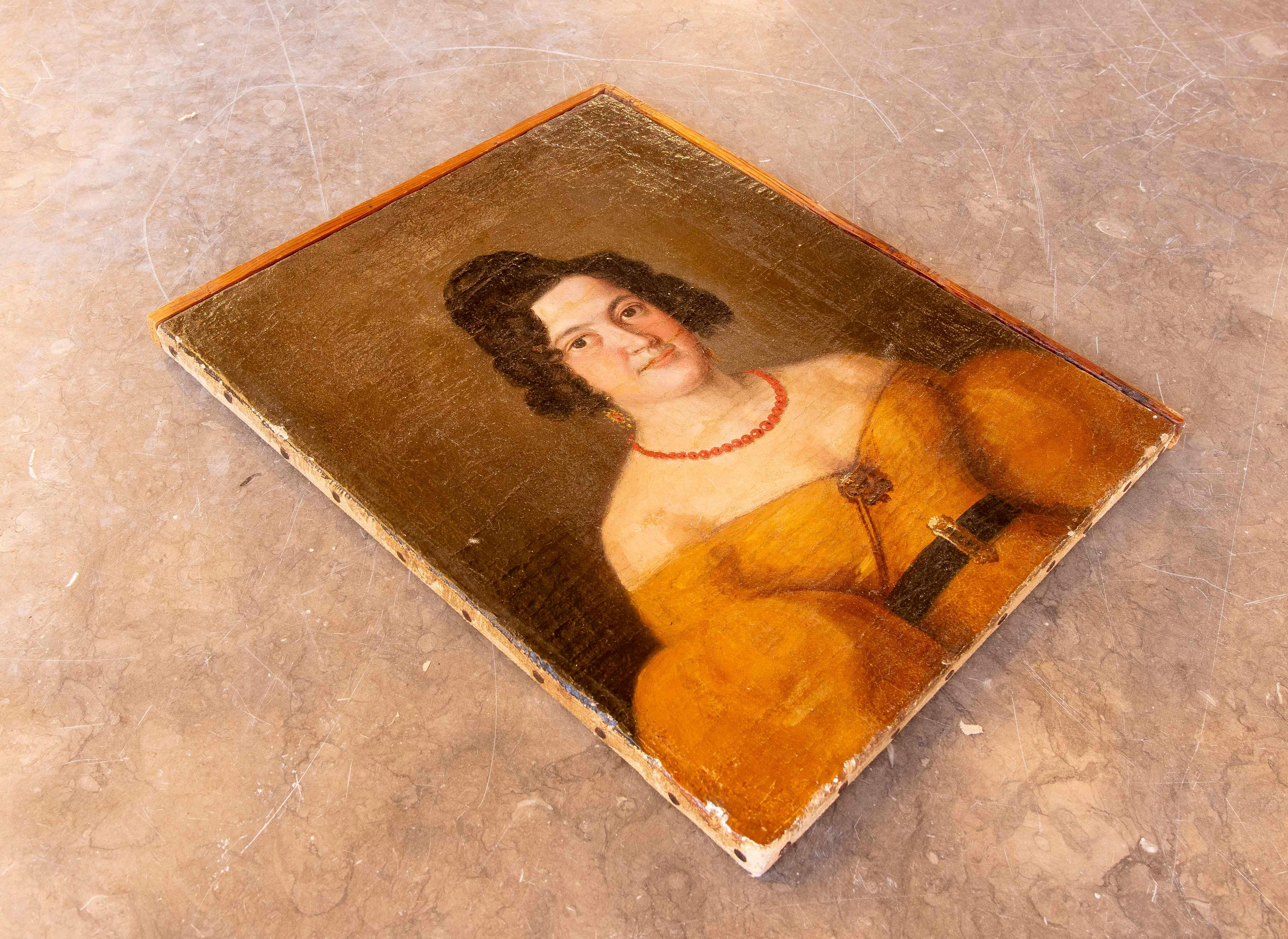18th Oil on Canvas Painted Portrait of a Woman 5