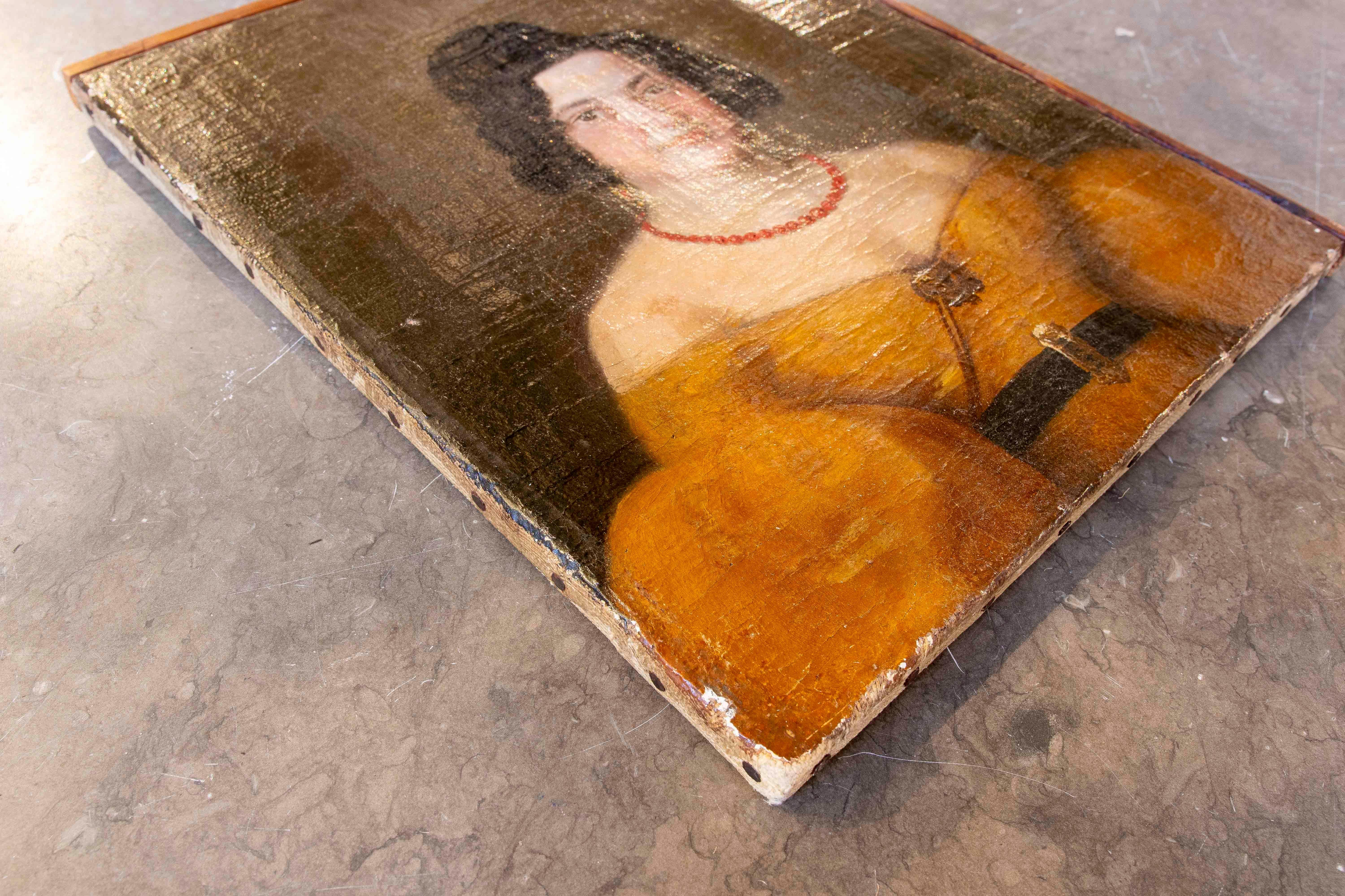 18th Oil on Canvas Painted Portrait of a Woman 6