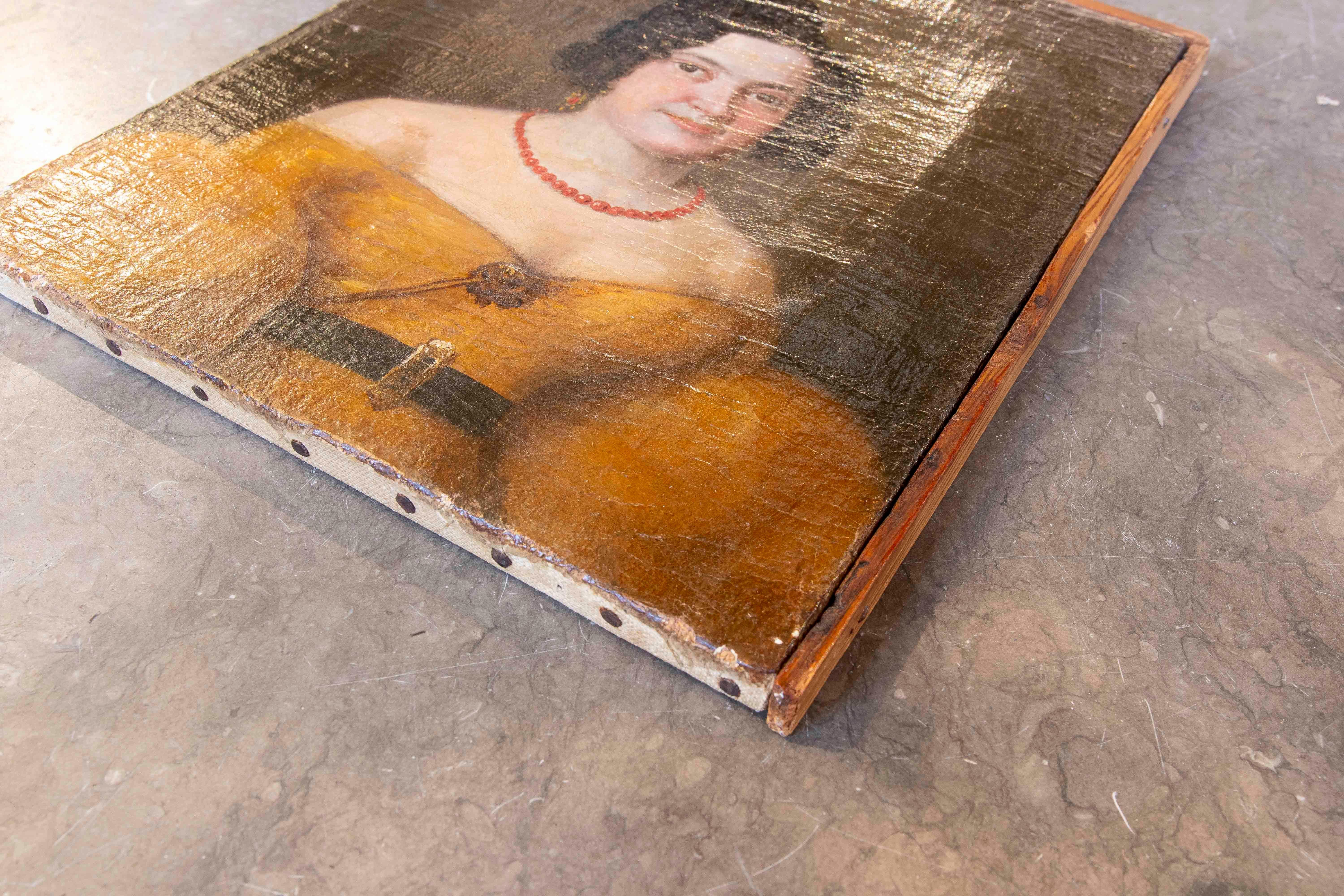 18th Oil on Canvas Painted Portrait of a Woman 7
