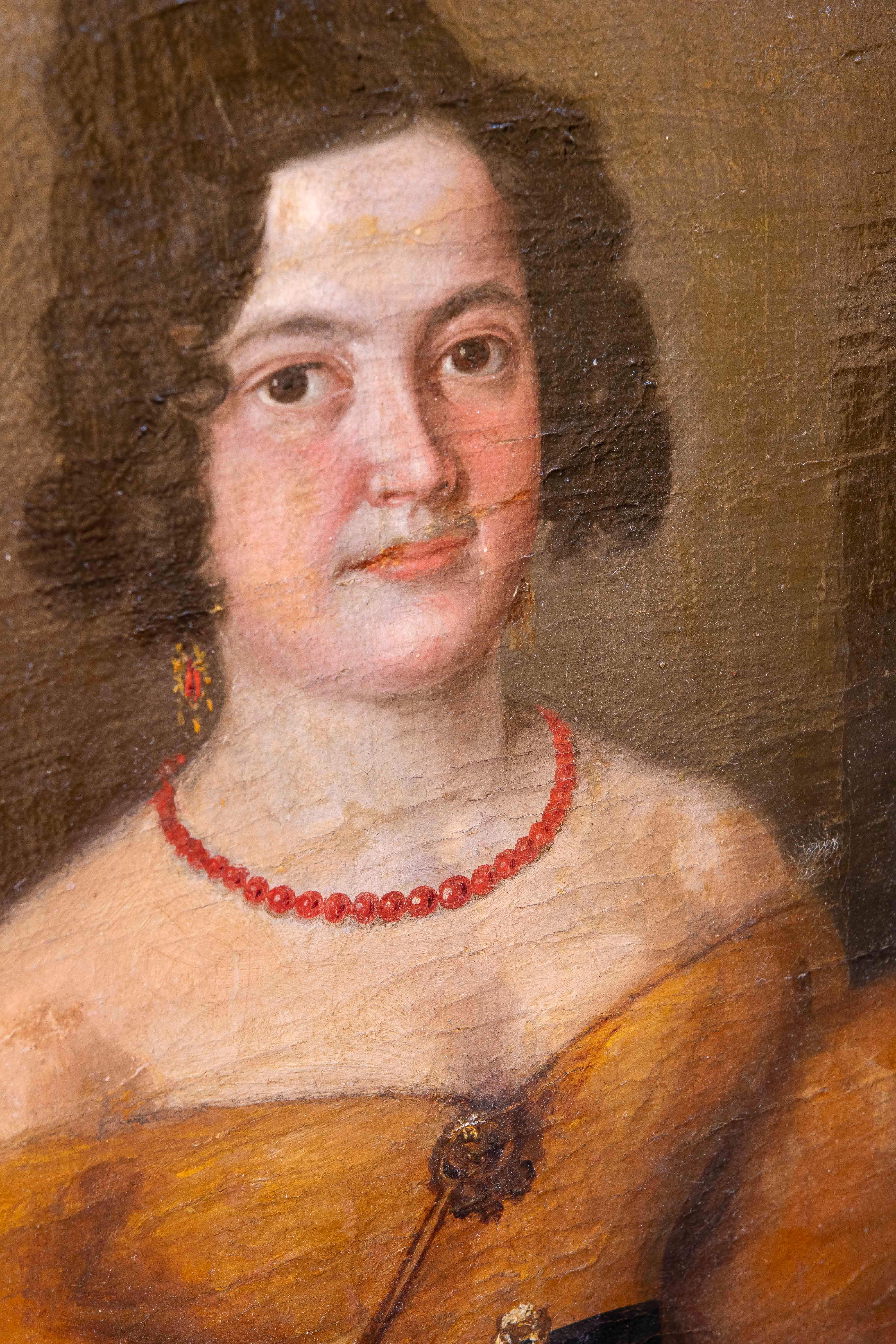 18th Oil on Canvas Painted Portrait of a Woman 2