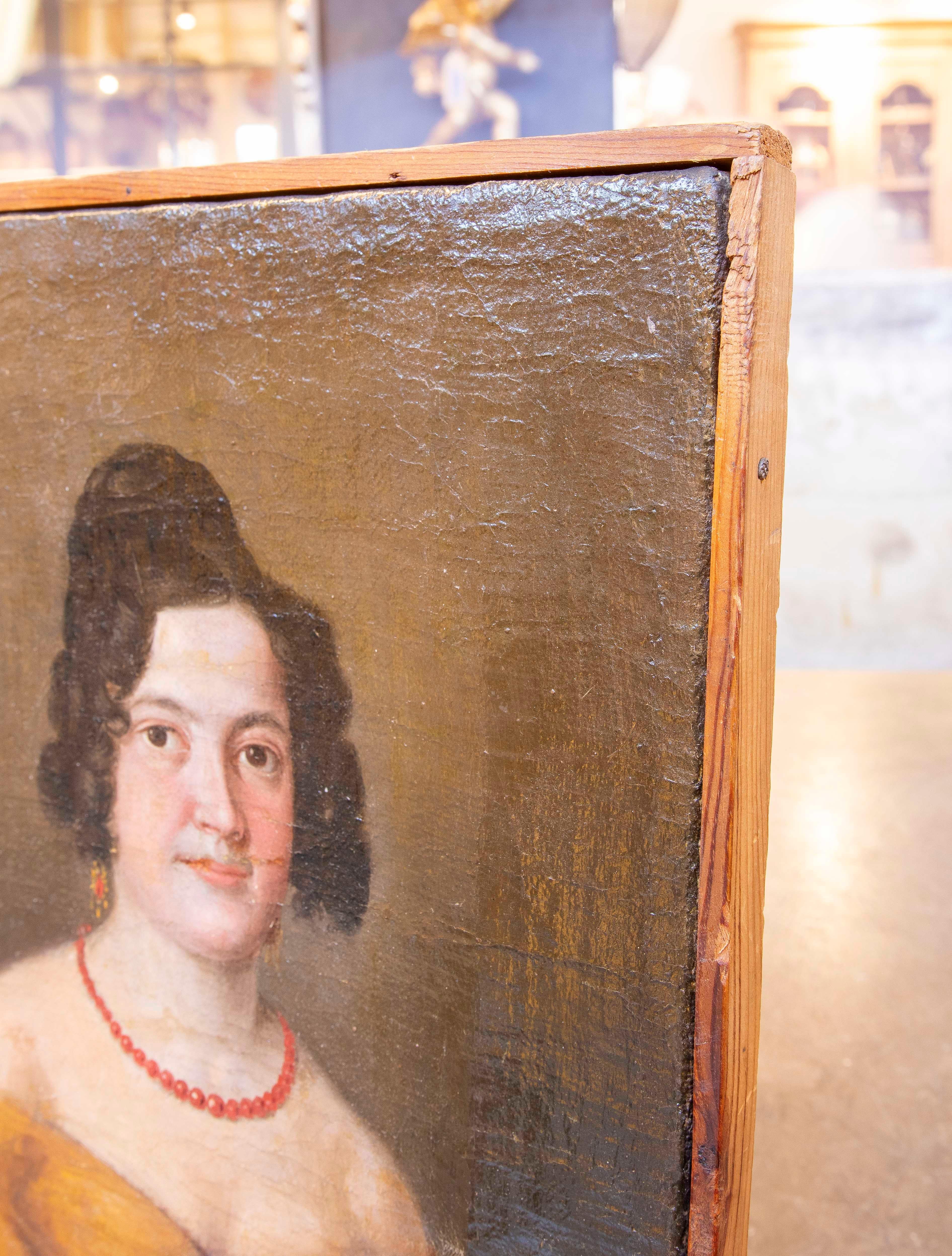 18th Oil on Canvas Painted Portrait of a Woman 4