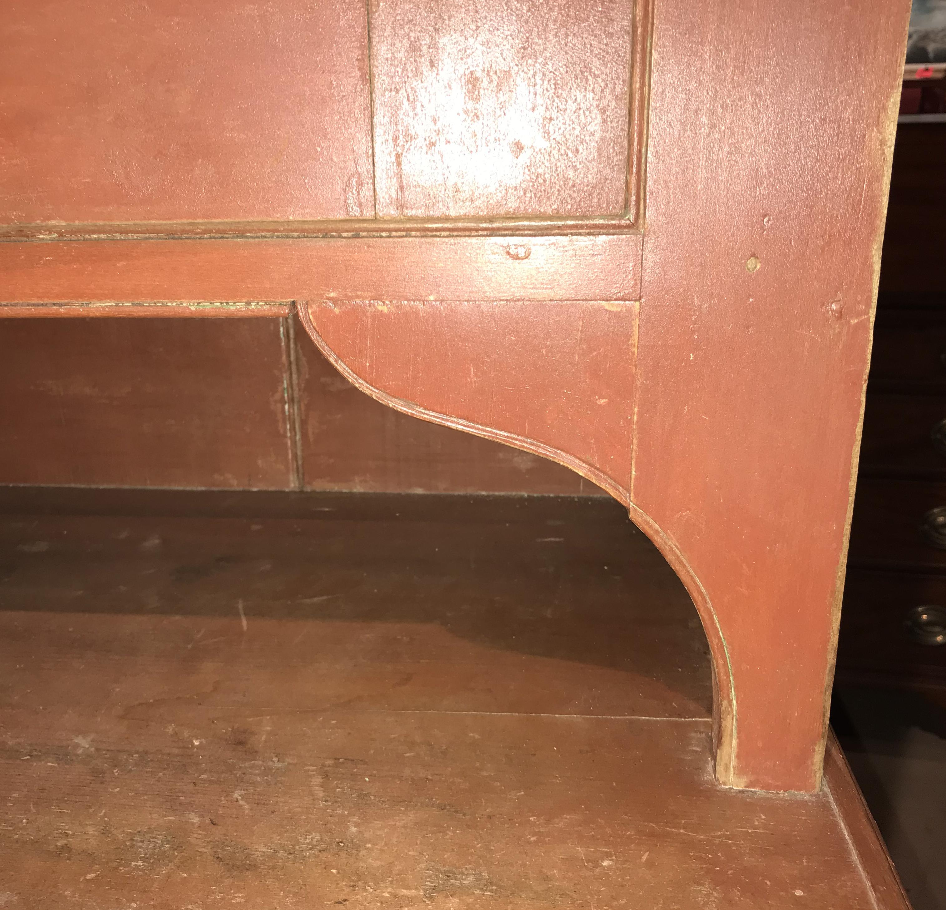18th or 19th Century Pennsylvania Two Part Stepback Cupboard in Old Red Paint 11