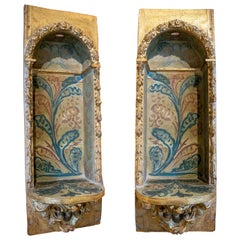 18th Pair of Gilded and Polychrome Baroque Niches