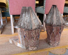 18th Pair of Hand-Painted Architectural Finials