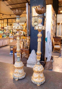 18th Pair of Large Carved and Gilded Italian Candelabra