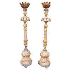 18th Pair of Large Carved and Gilded Italian Candelabra