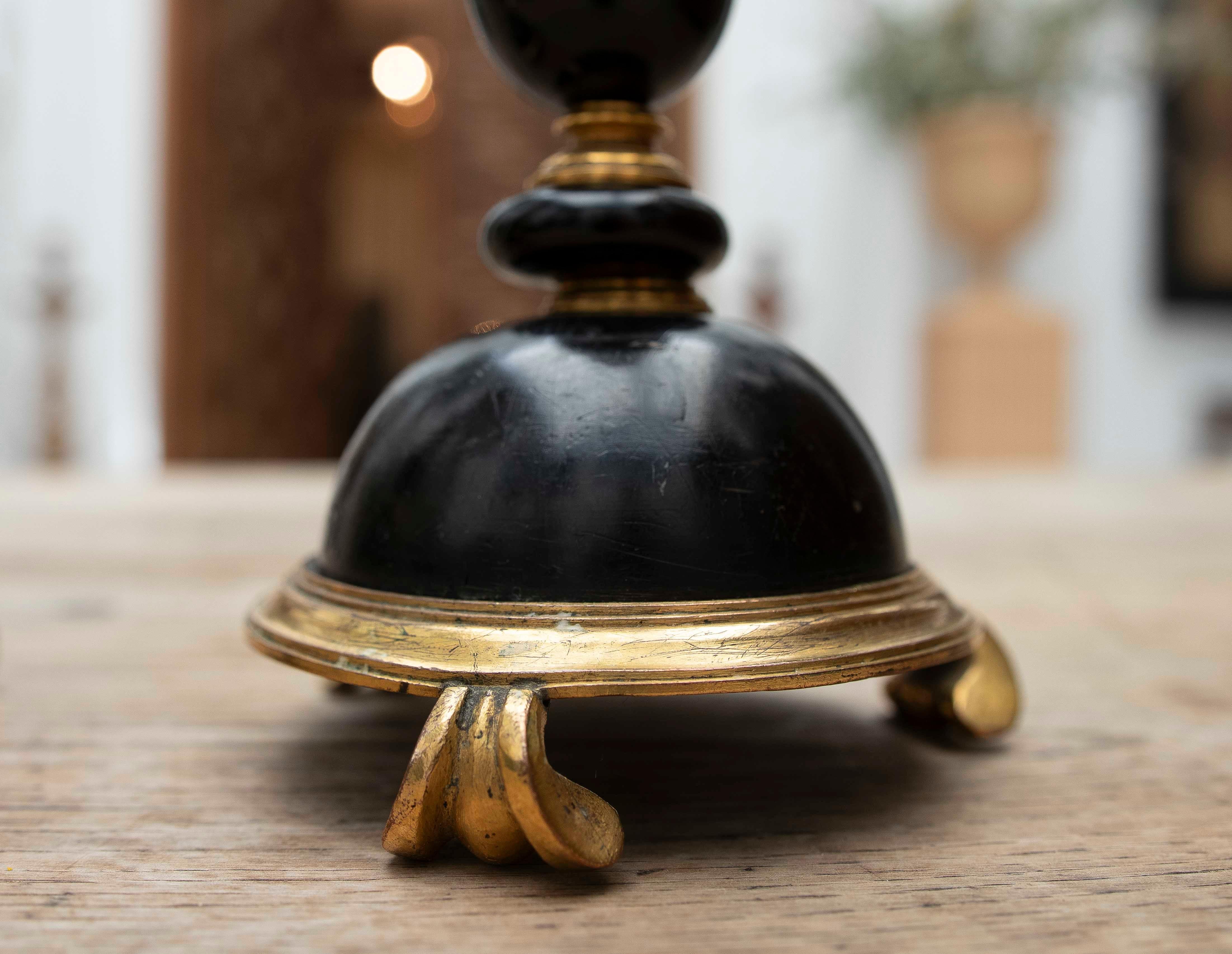 18th Century and Earlier 18th Pair of Wooden Axe-holders with Gilt Nronze Decorations For Sale