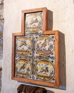 18th Panel of Antique Spanish Tiles with Animals, Triana.