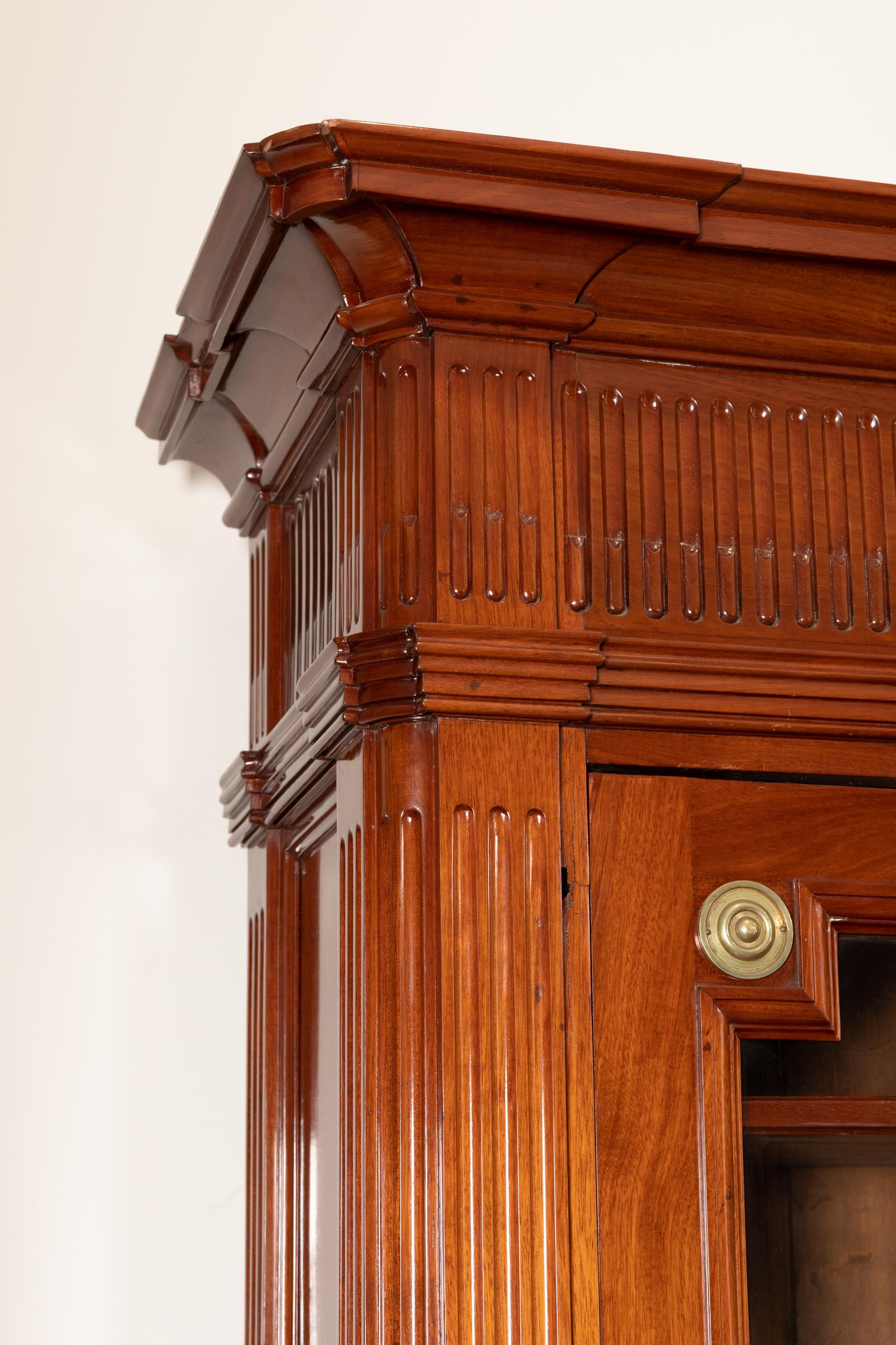 18th Century Period Mahogany Bookcase, Louis XVI, Stamped J.F Leleu In Good Condition For Sale In Saint Ouen, FR