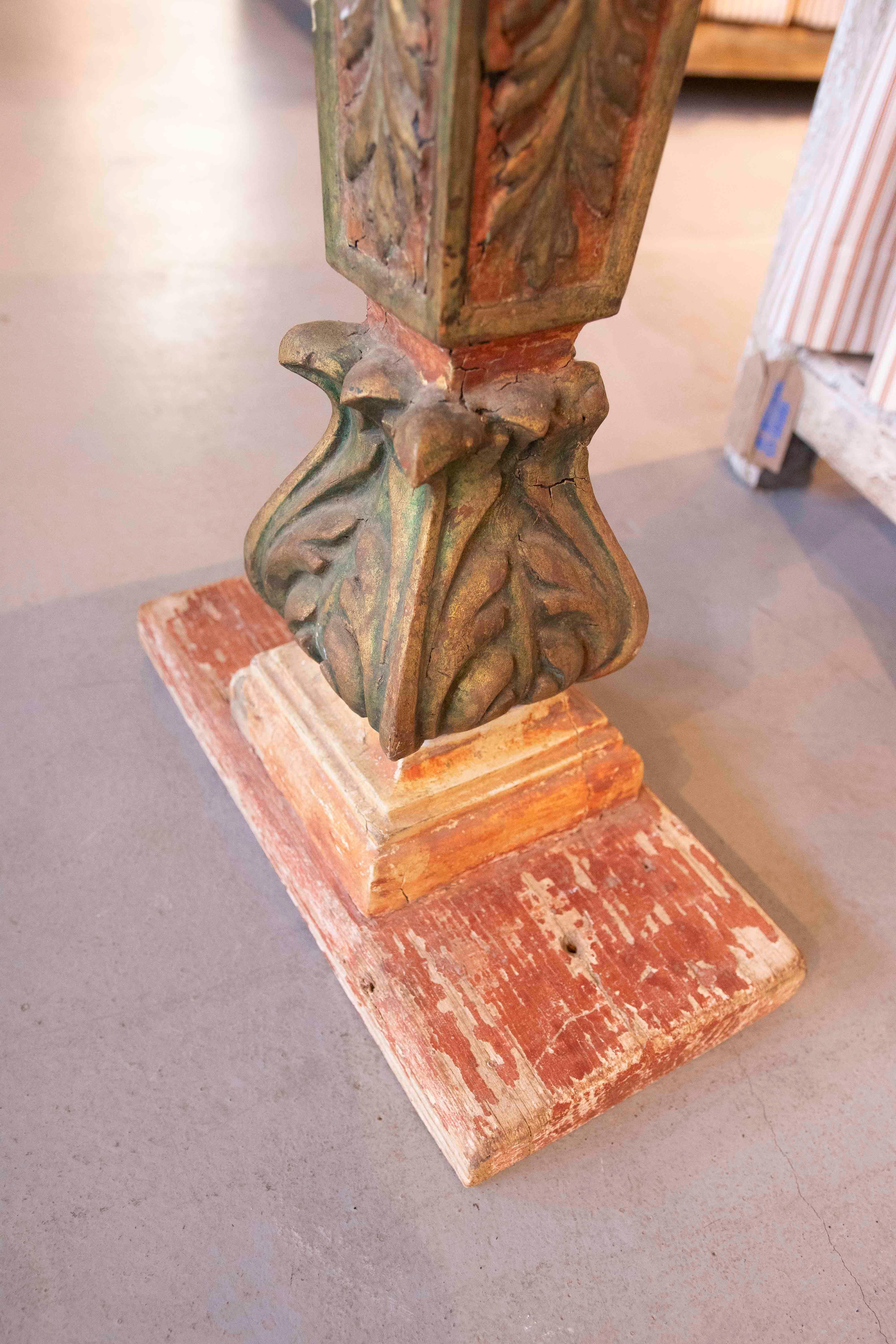 18th Polychrome Baroque Mass Lectern in Carved Wood For Sale 5