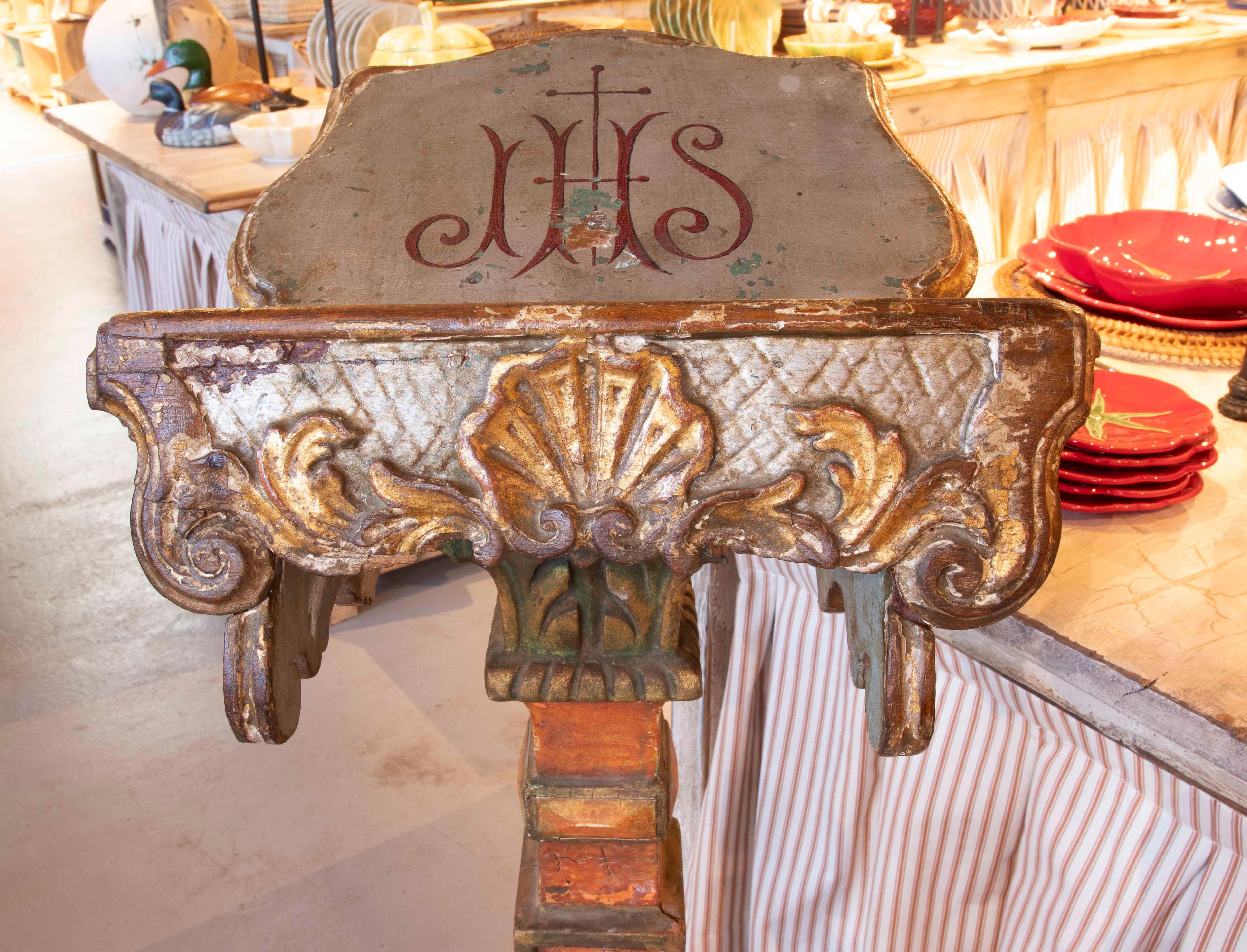 18th Polychrome Baroque Mass Lectern in Carved Wood For Sale 1