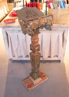 18th Polychrome Baroque Mass Lectern in Carved Wood