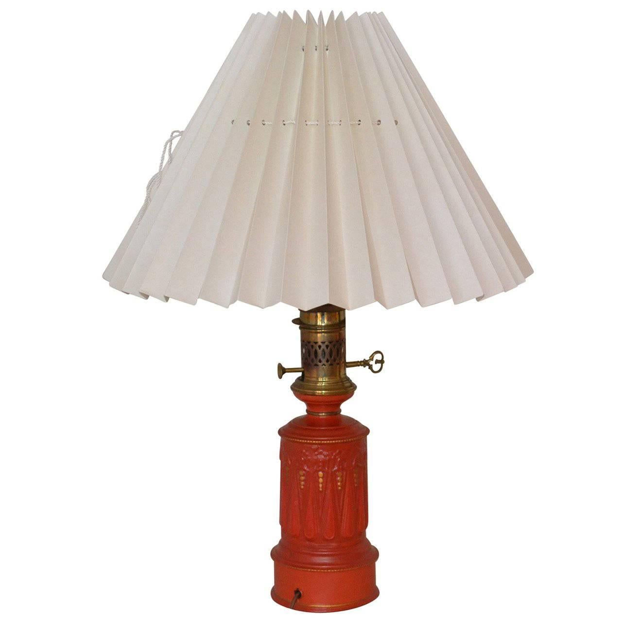 Edwardian Cast Iron Column Table Lamp, Table Lamps Wrought Iron Baseboard