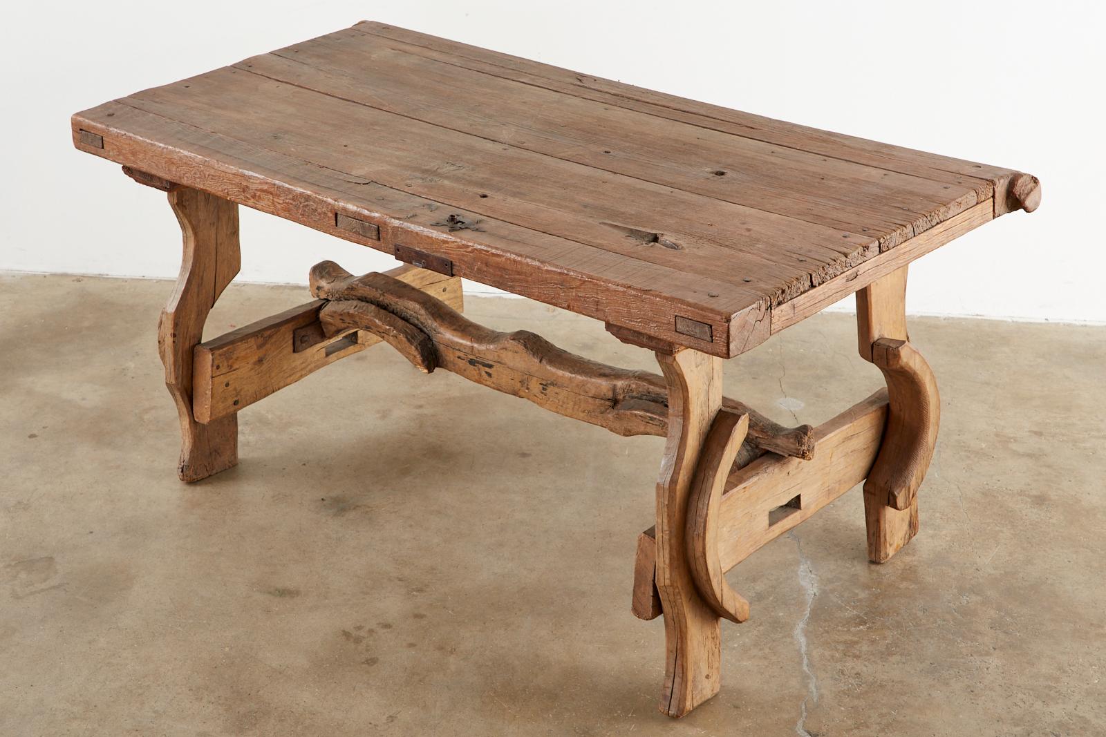 Hand-Crafted 18th Spanish Baroque Style Primitive Farmhouse Dining Table