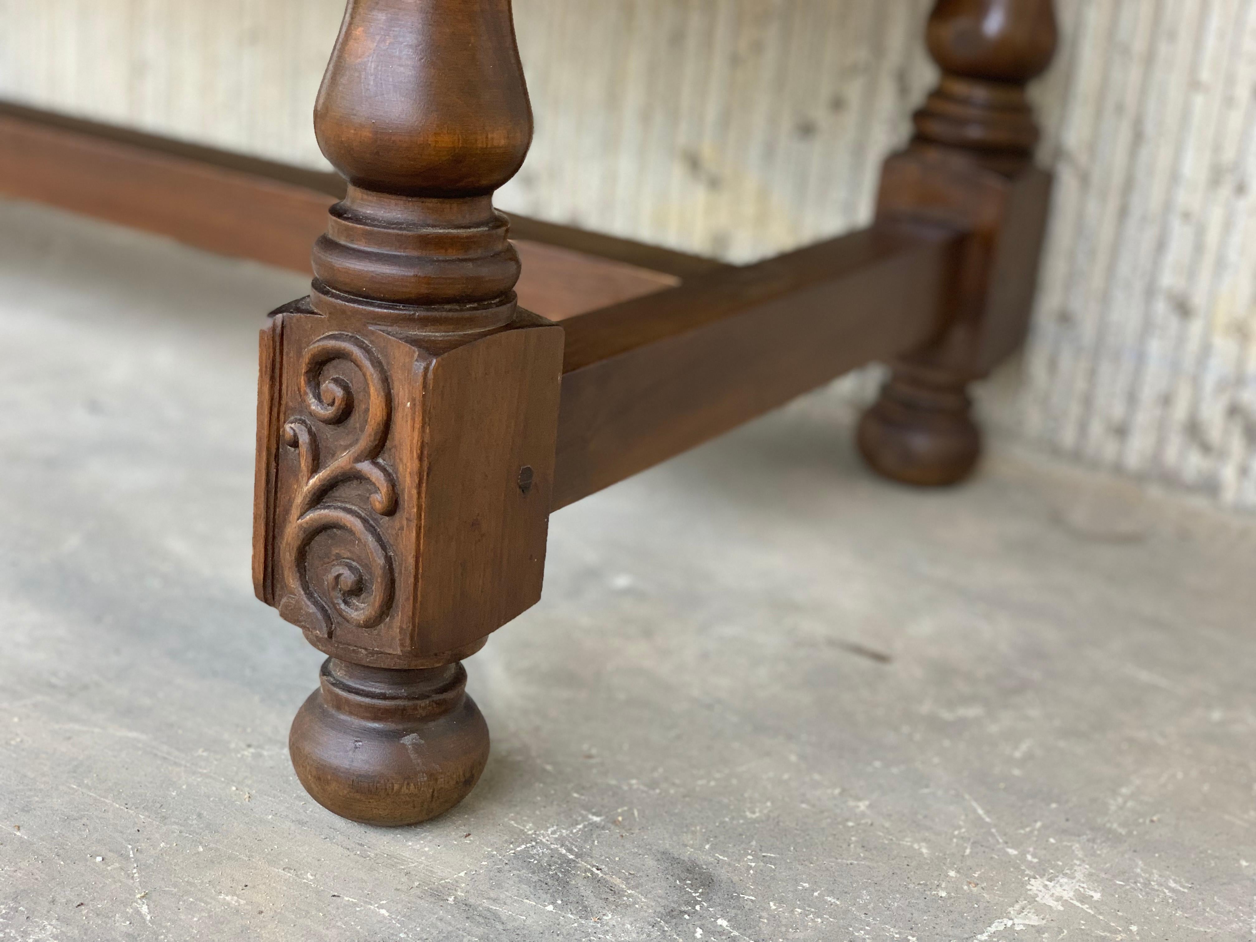 Spanish Console Chest Table with Two Carved Drawers and Original Hardware 7