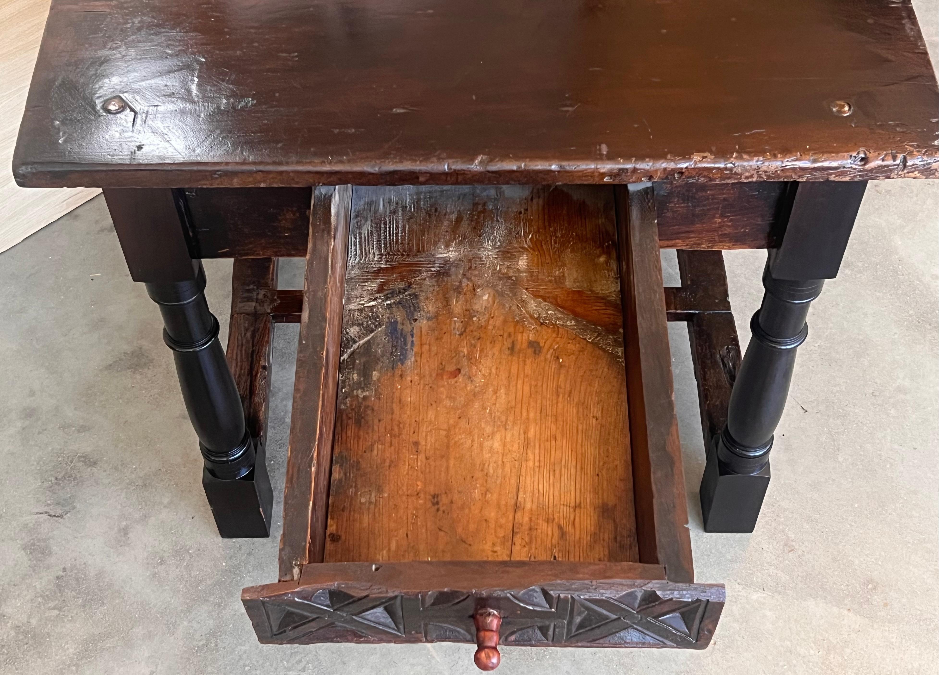 18th Spanish Console Table with Carved Drawers and Original Hardware For Sale 6